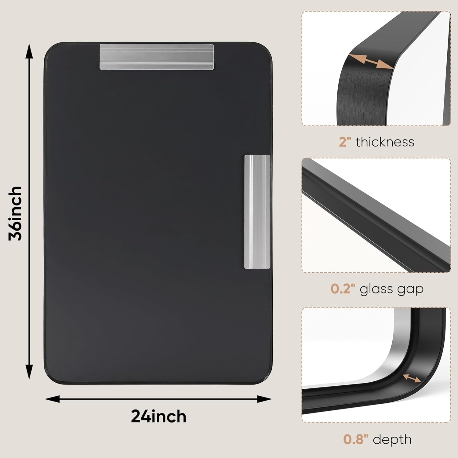 Miroir de salle de bain mural moderne avec cadre en métal et garantie de 5 ans