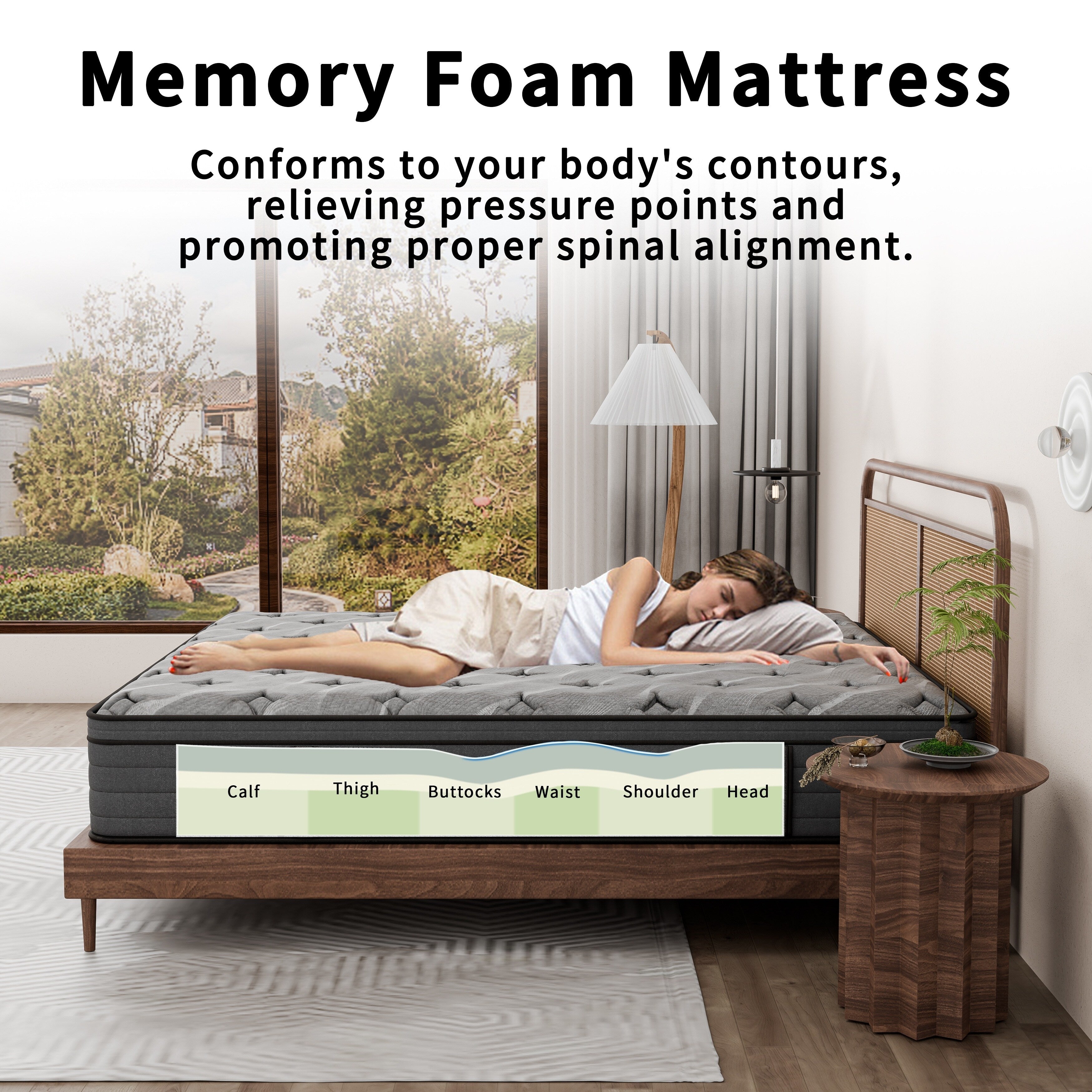 Matelas hybride Modland 14 pouces à plateau-coussin moyen, matelas à ressorts ensachés dans une boîte