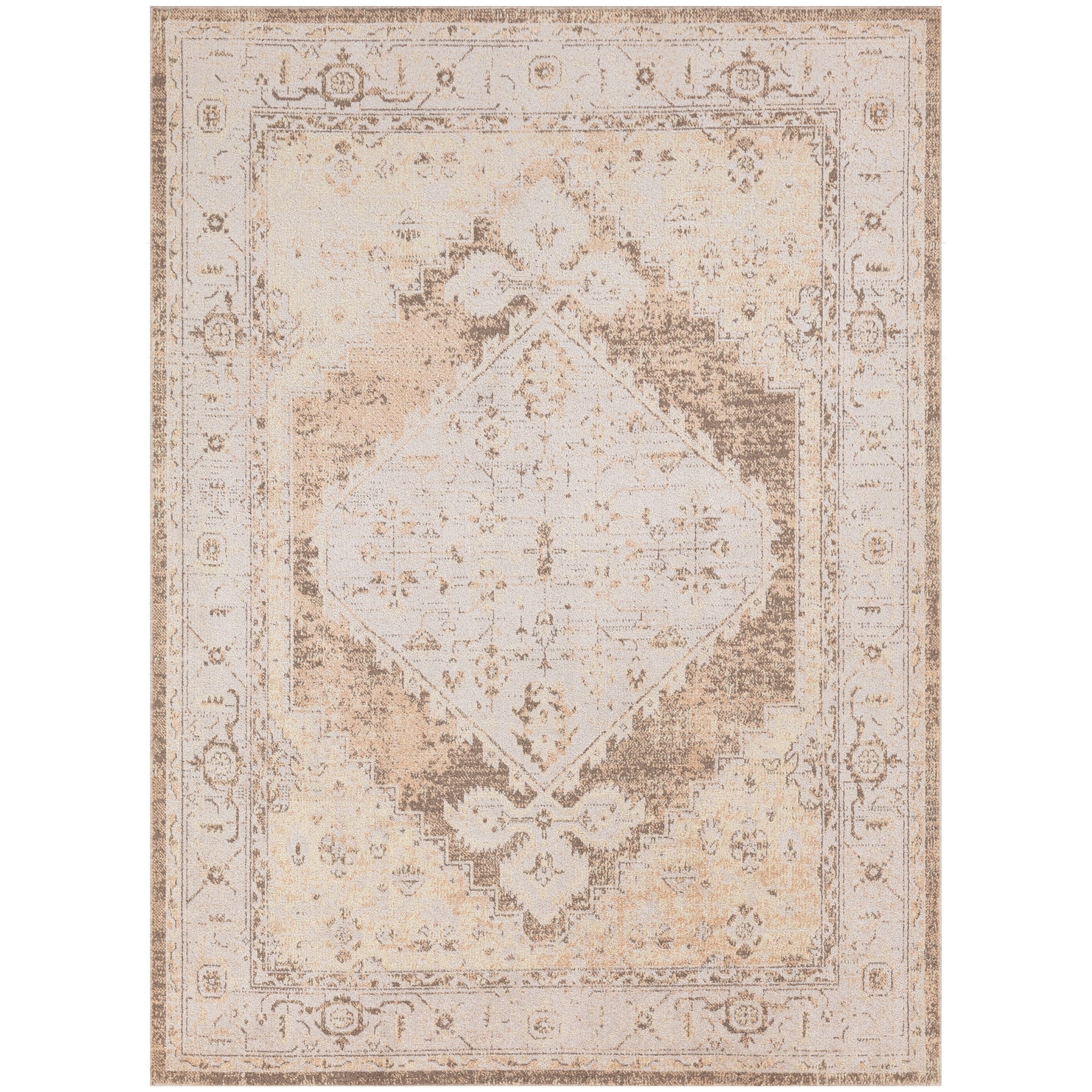 Tapis persan vieilli Nourison Abby lavable en machine pour l'intérieur uniquement