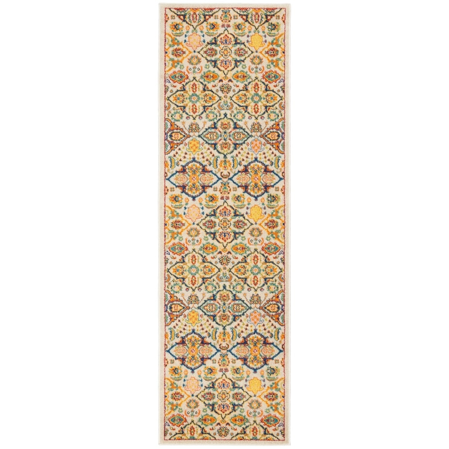 Tapis médaillon floral contemporain bohème Nourison Allur