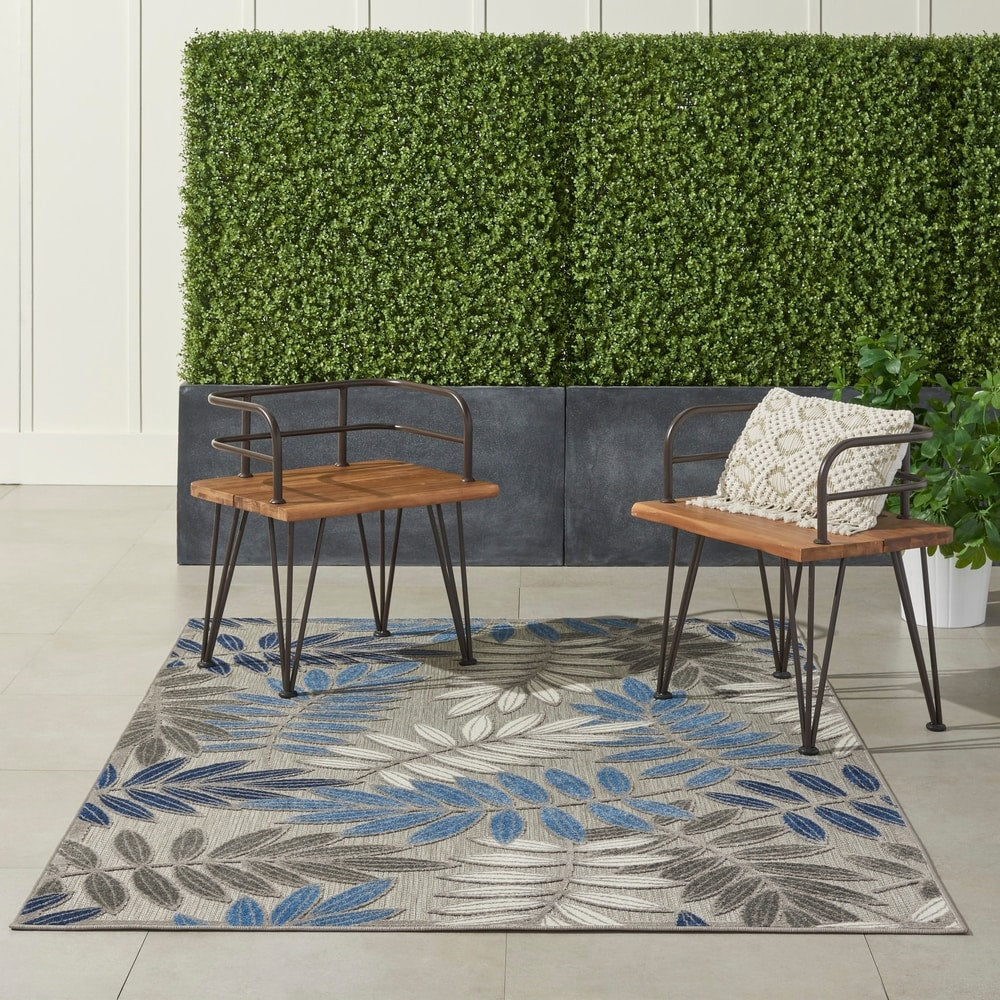 Tapis d'intérieur/extérieur vibrant à imprimé feuilles Nourison Aloha
