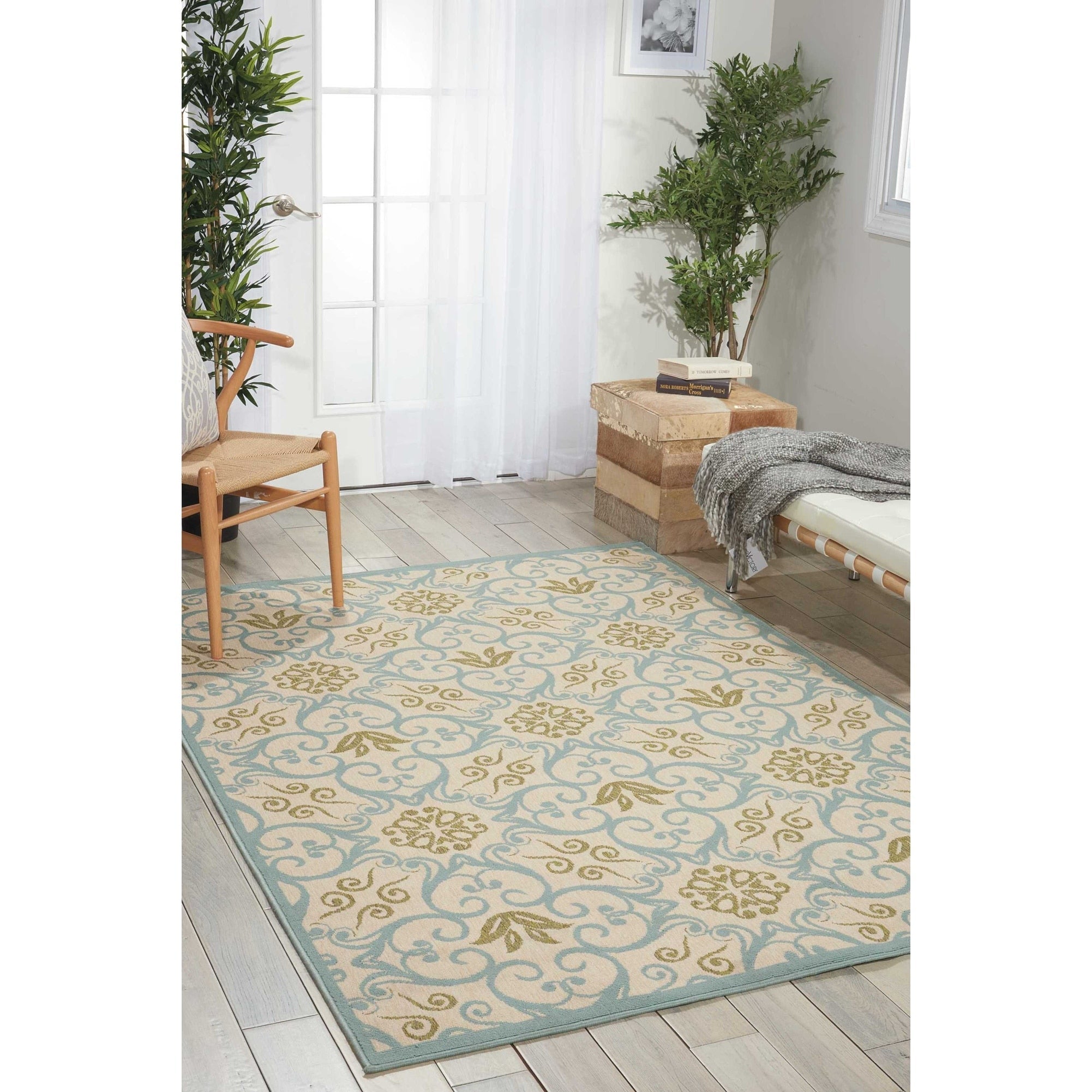 Tapis d'intérieur/extérieur géométrique floral des Caraïbes Nourison