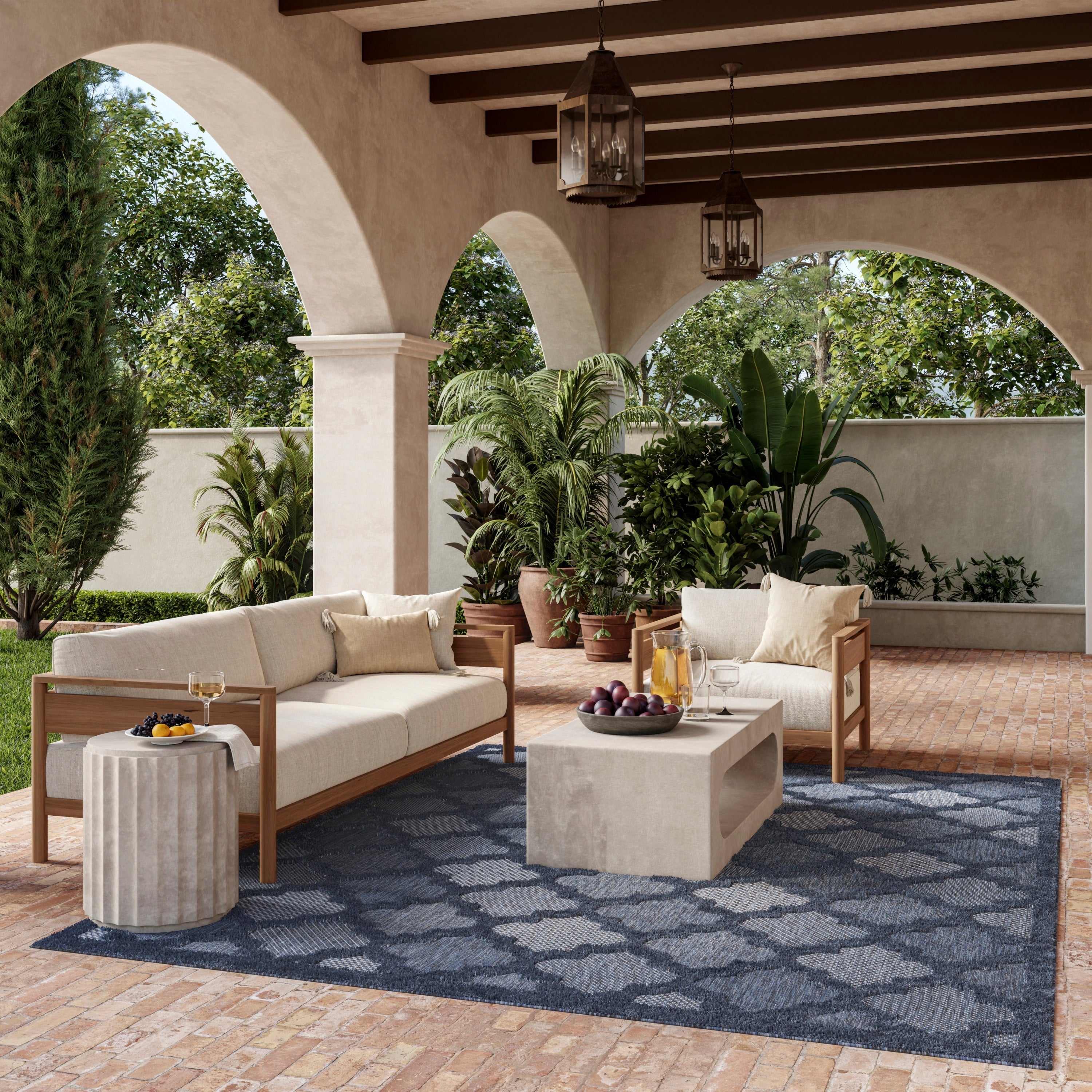 Tapis marocain en treillis Nourison, facile d'entretien, pour intérieur et extérieur