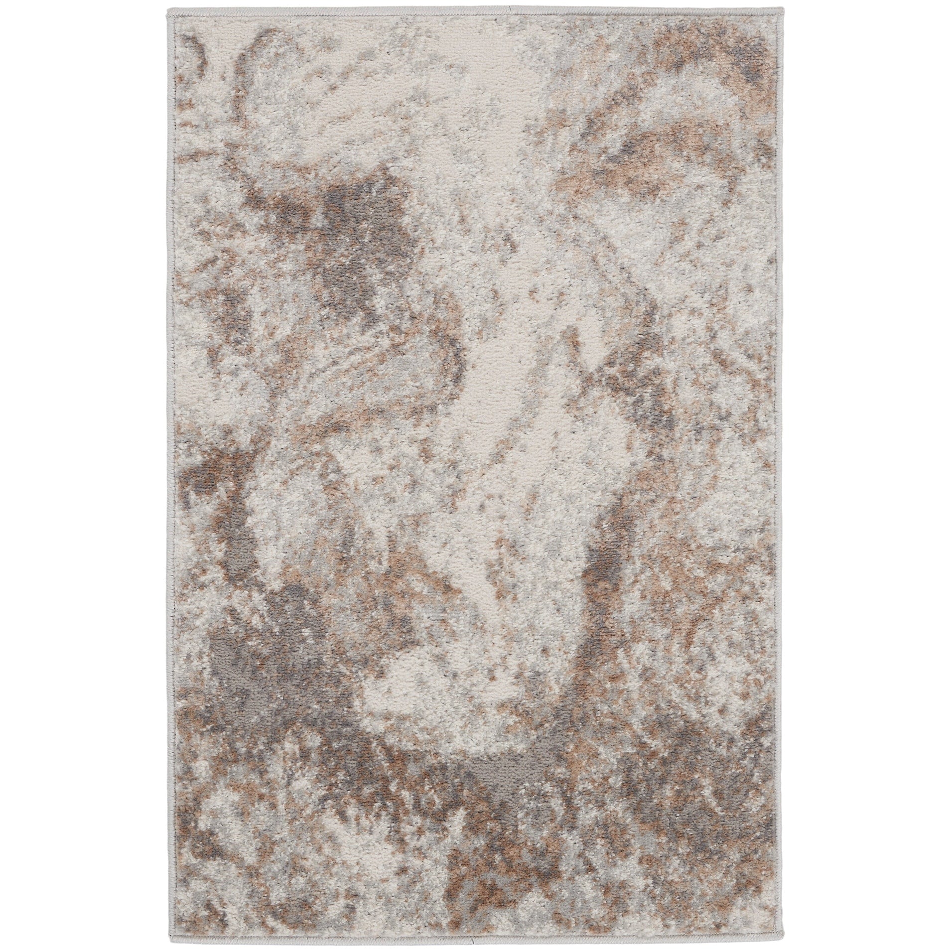 Tapis moderne abstrait gris ivoire Nourison Elation