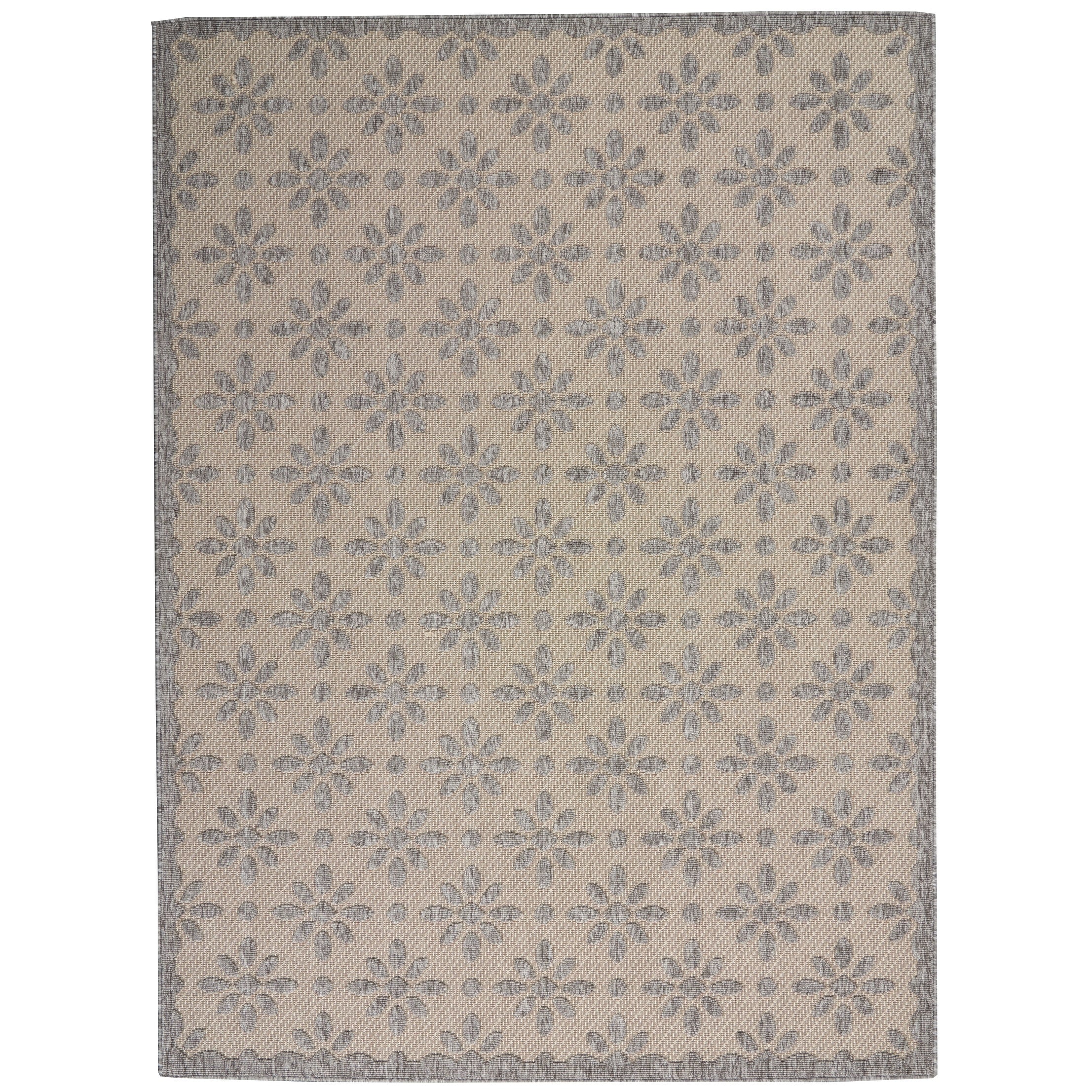 Tapis d'intérieur et d'extérieur géométrique moderne à motif floral et haut-bas Nourison Palamos