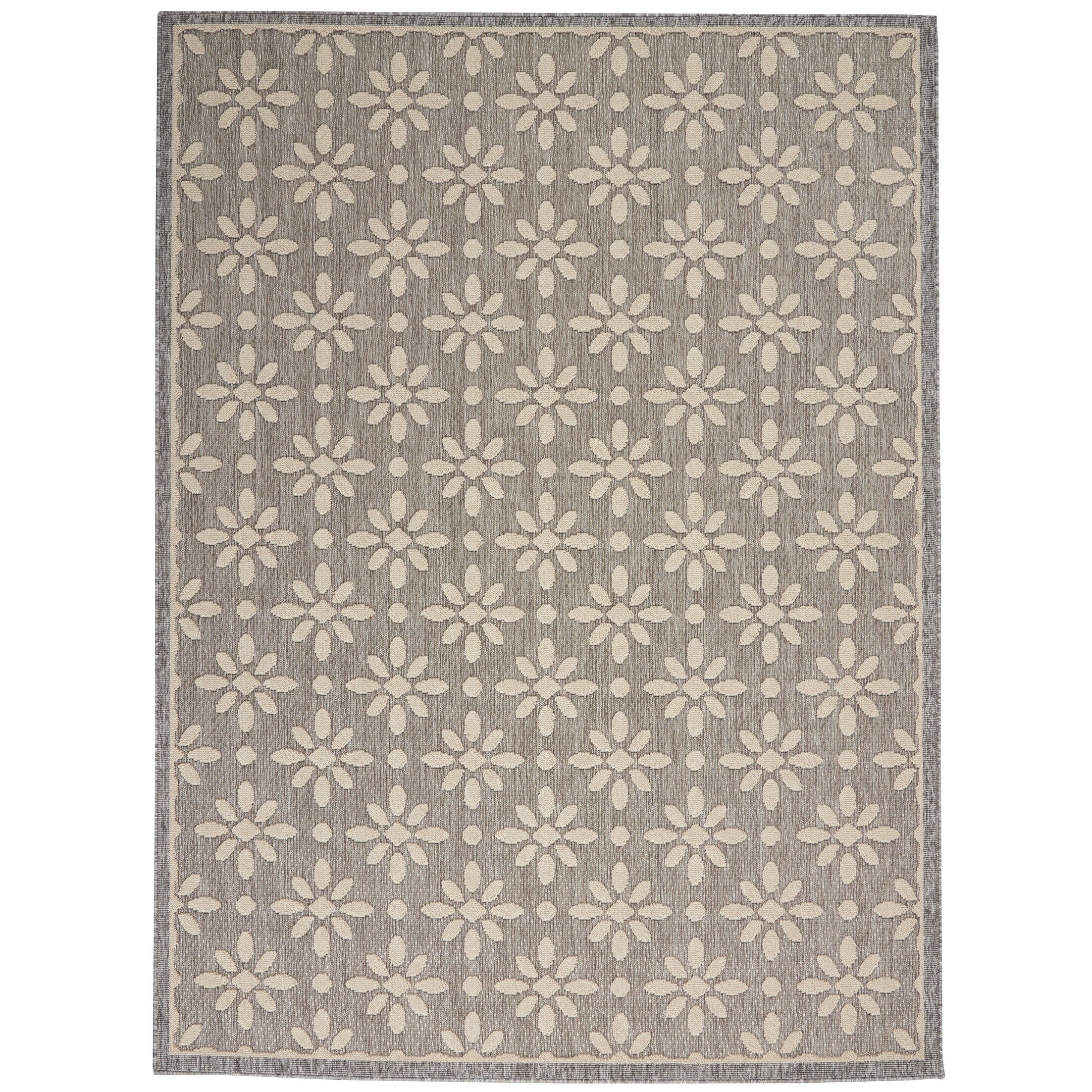 Tapis d'intérieur et d'extérieur géométrique moderne à motif floral et haut-bas Nourison Palamos