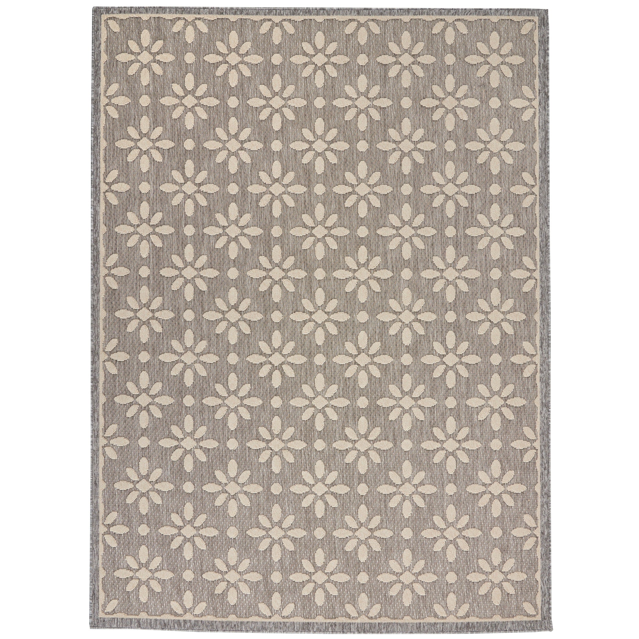 Tapis d'intérieur et d'extérieur géométrique moderne à motif floral et haut-bas Nourison Palamos