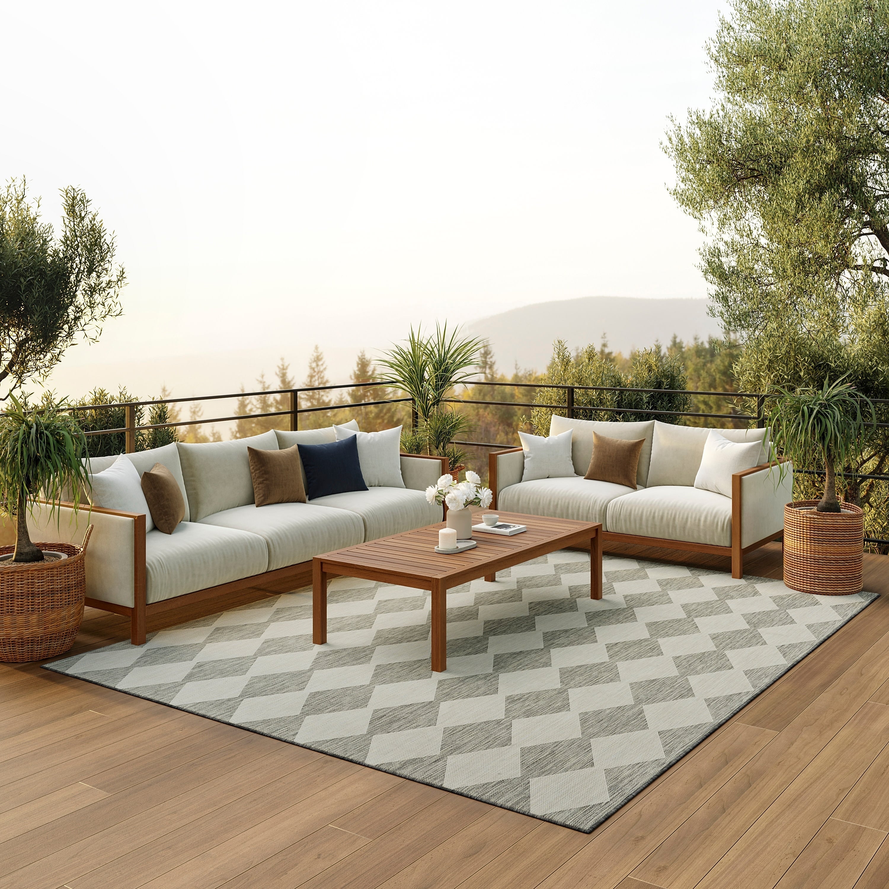 Tapis géométrique d'intérieur/extérieur Nourison Positano