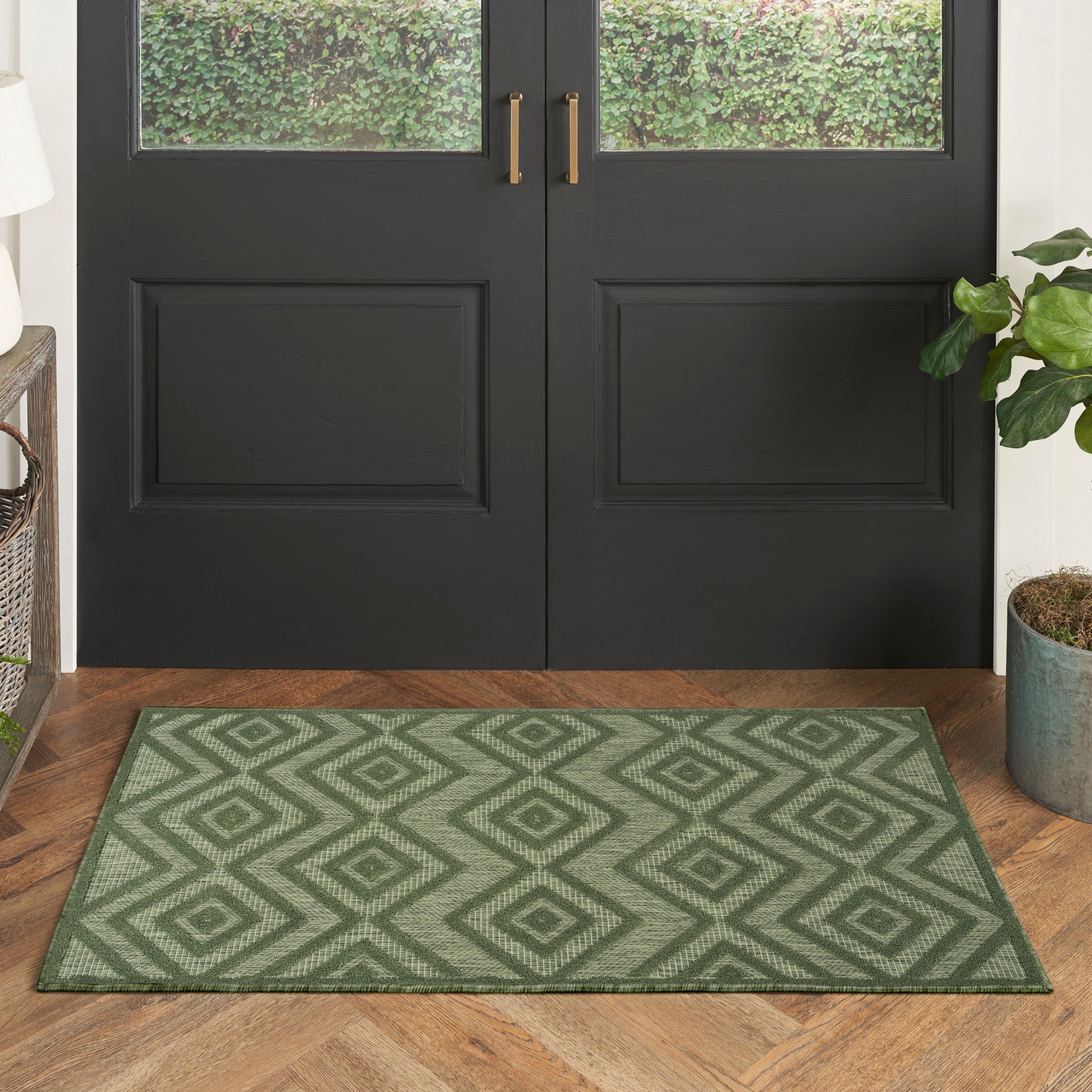 Tapis géométrique polyvalent à tissage plat pour intérieur/extérieur Nourison