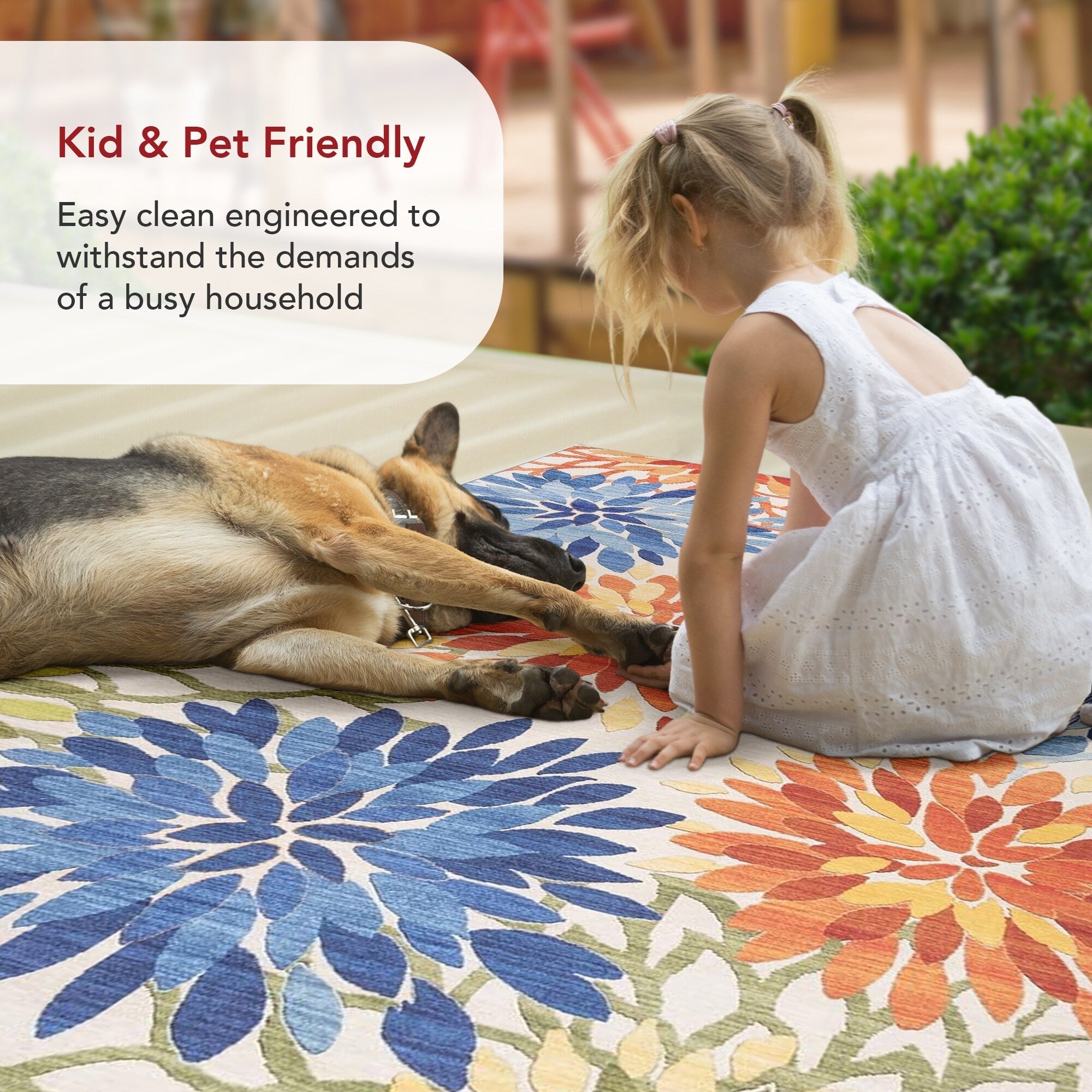 Tapis d'intérieur/extérieur lavable en machine à motif floral Nuloom Rosana