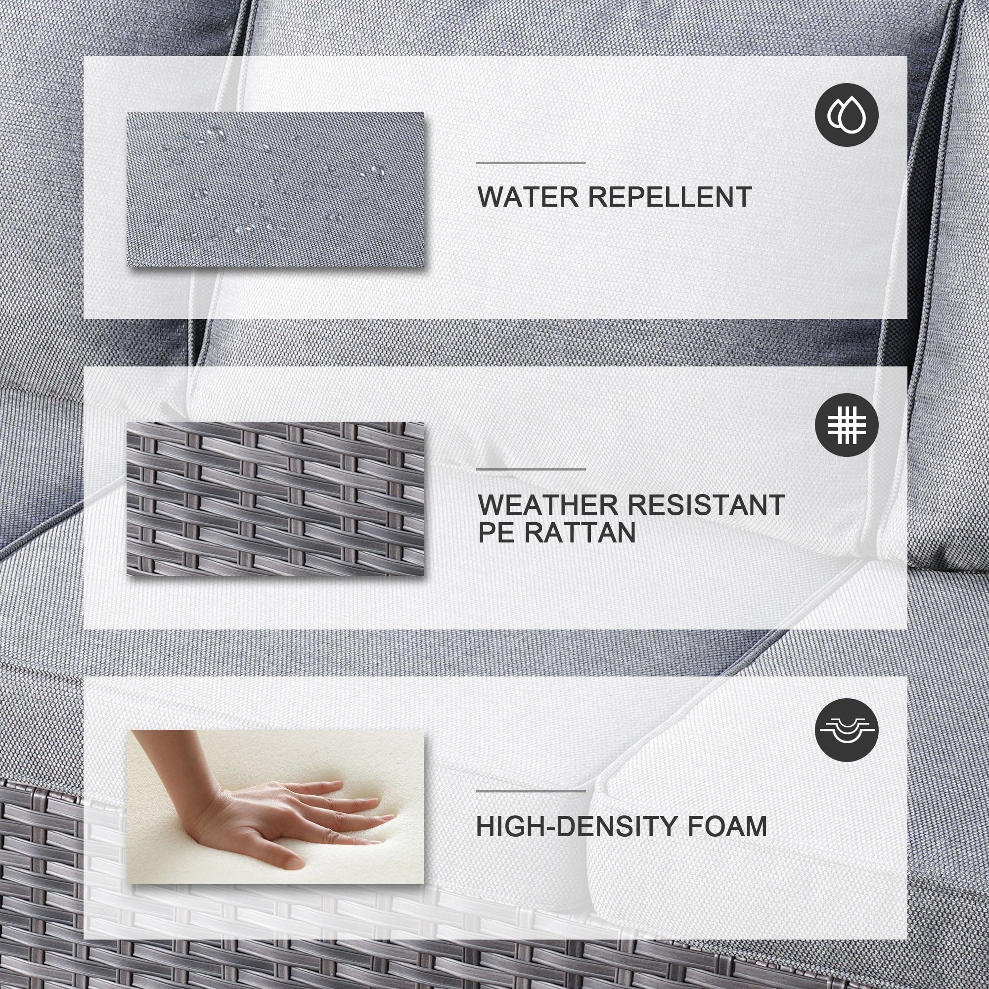 Ensemble de 5 sièges de jardin à dossier haut en osier OVIOS