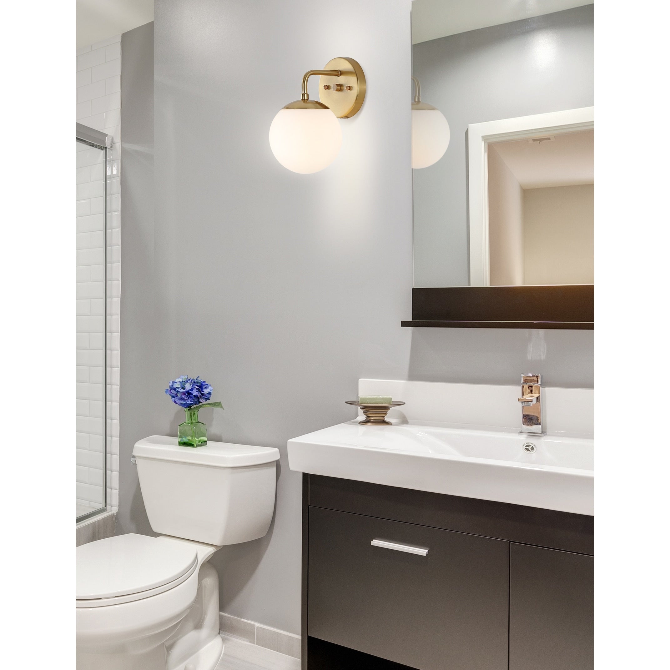 Luminaire de coiffeuse moderne à LED en métal et verre dépoli, par JONATHAN Y