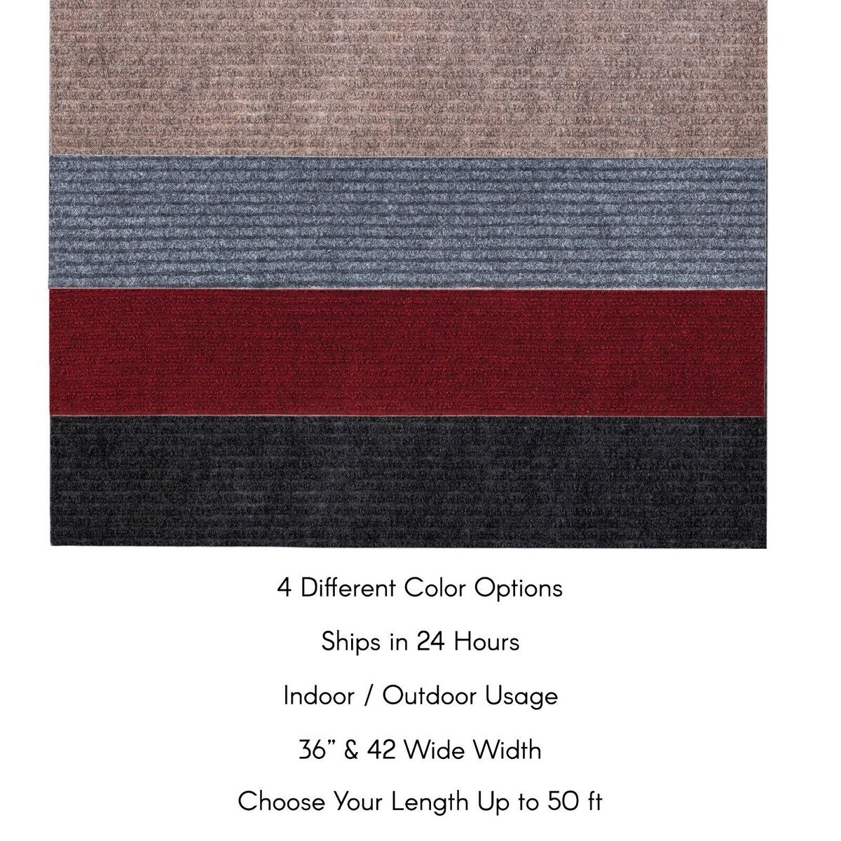 Tapis de couloir extérieur/intérieur sur mesure de 36'' de large x votre choix de longueur avec support en PVC antidérapant