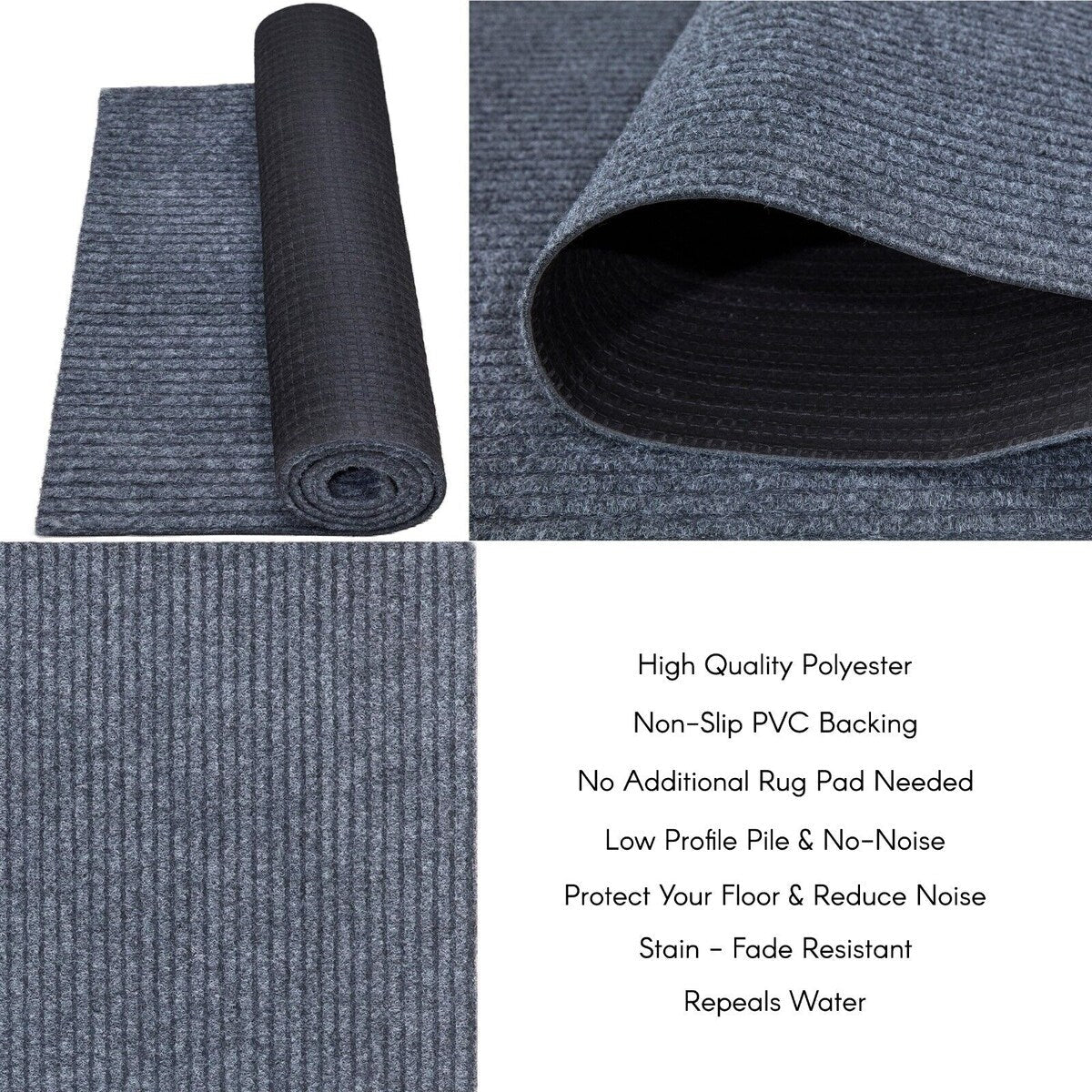 Tapis de couloir extérieur/intérieur sur mesure de 36'' de large x votre choix de longueur avec support en PVC antidérapant