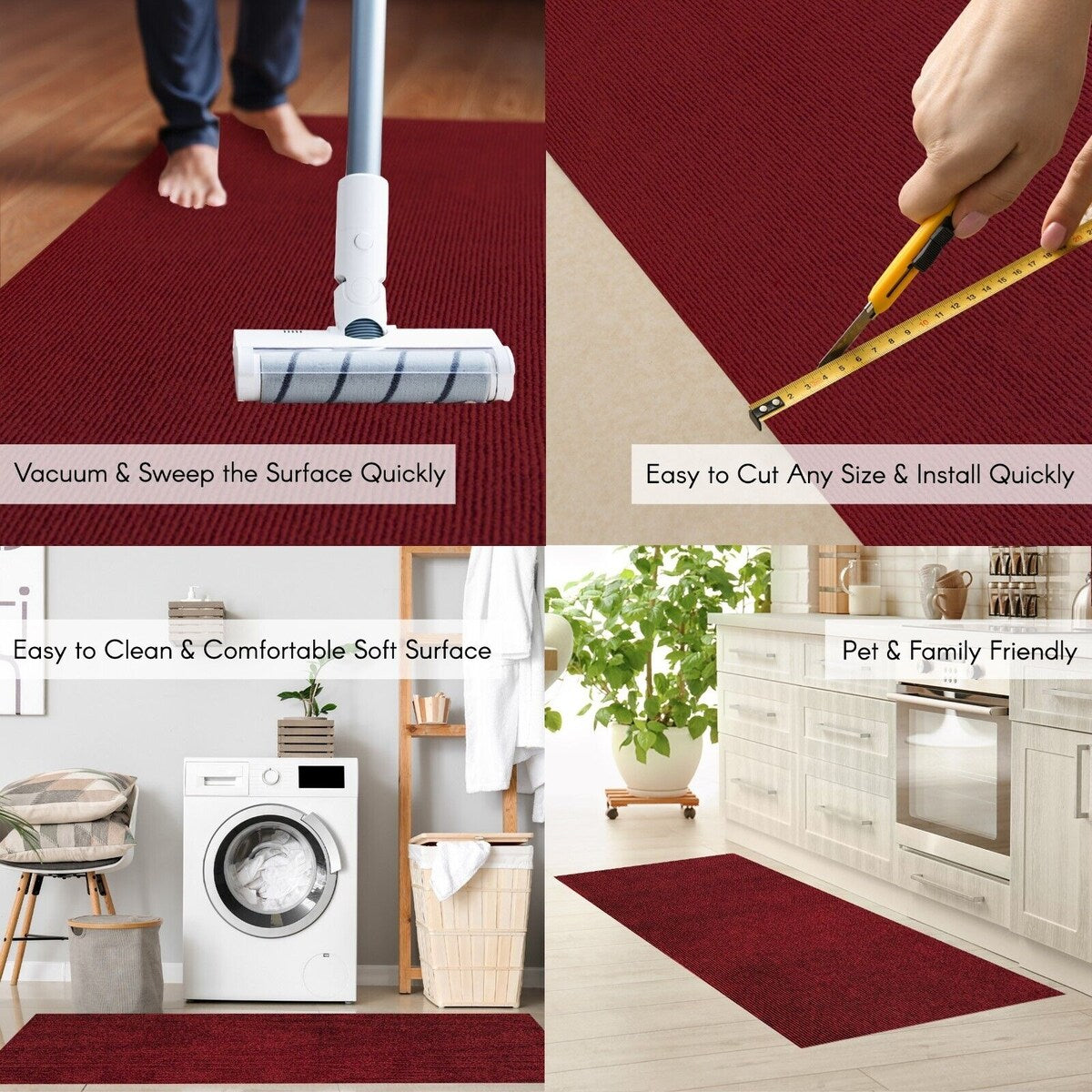 Tapis de couloir extérieur/intérieur sur mesure de 36'' de large x votre choix de longueur avec support en PVC antidérapant