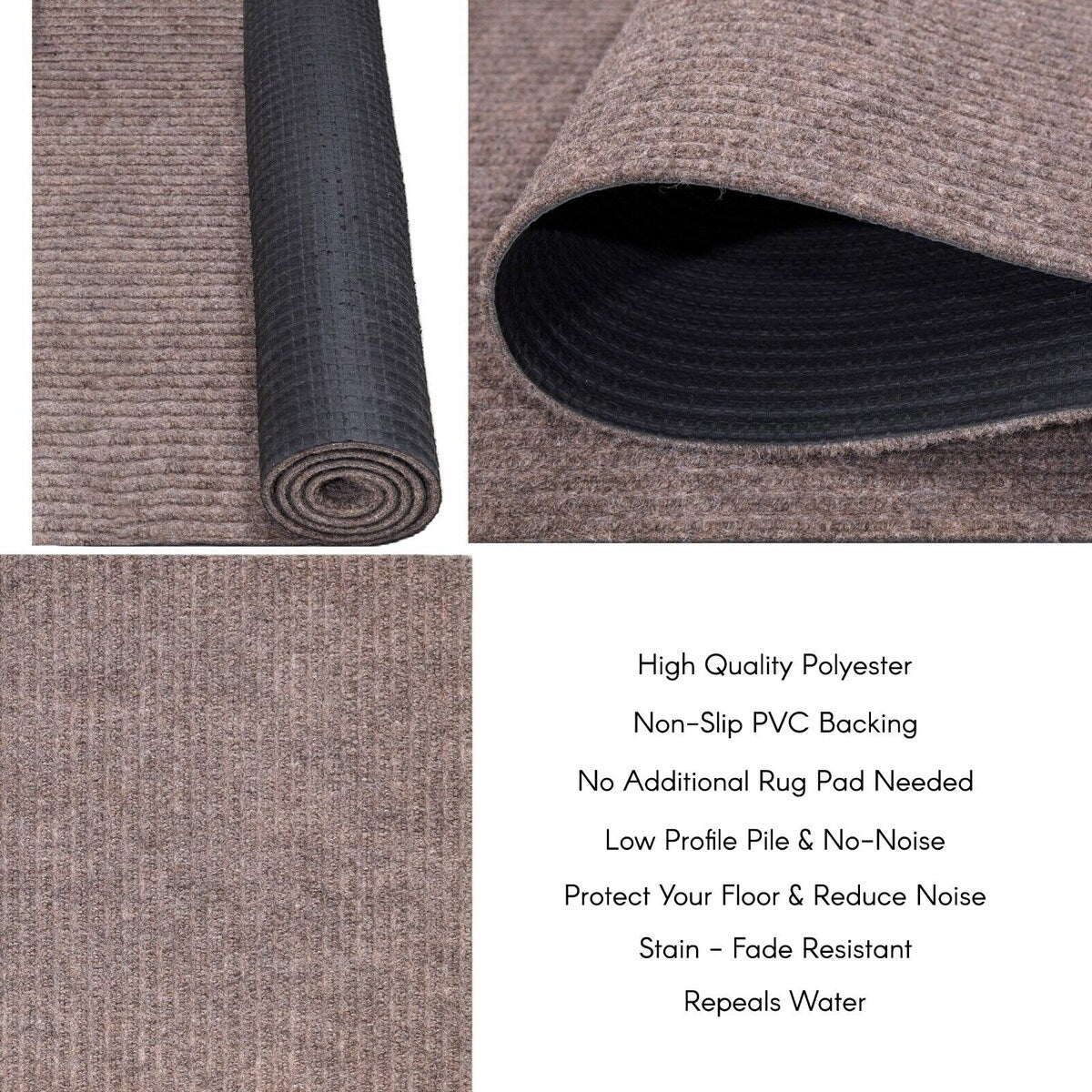 Tapis de couloir extérieur/intérieur sur mesure de 36'' de large x votre choix de longueur avec support en PVC antidérapant