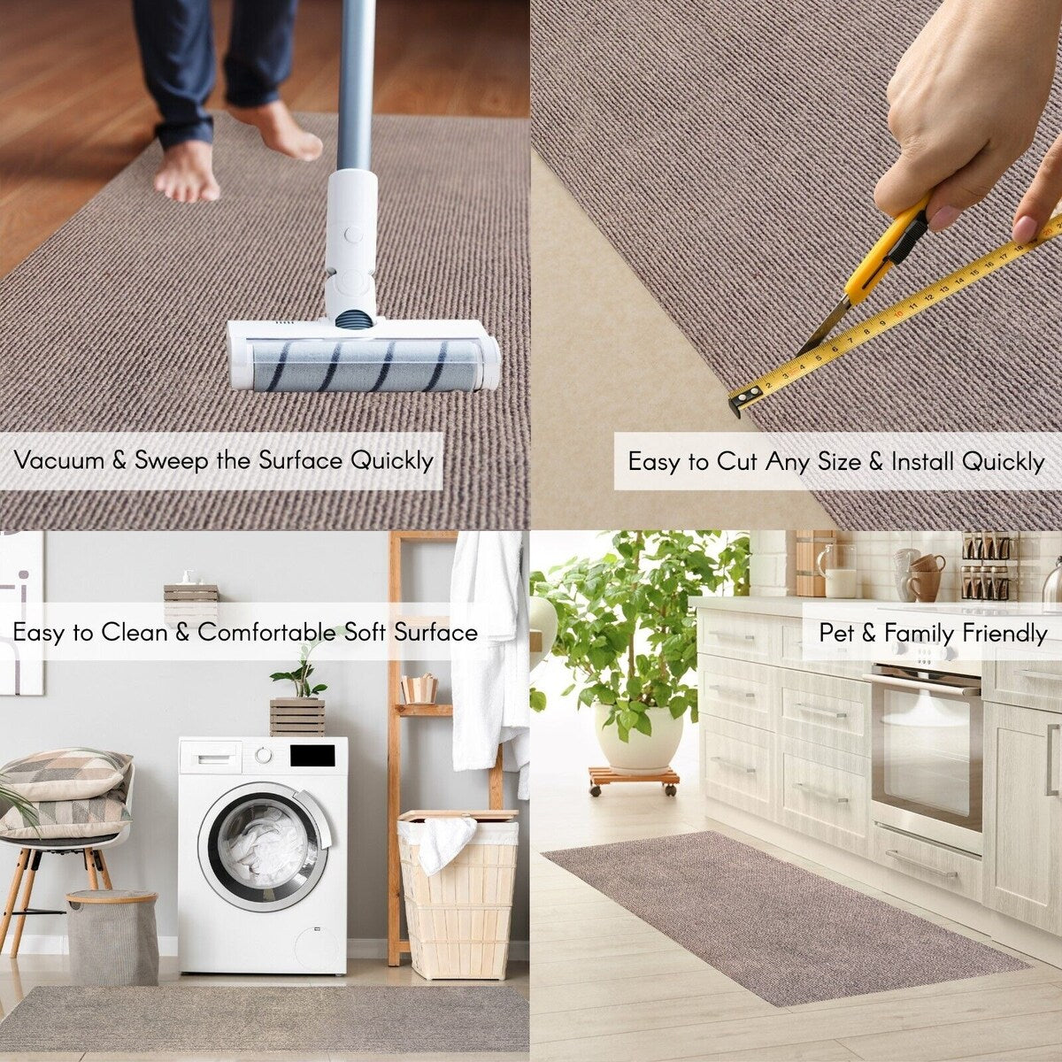 Tapis de couloir extérieur/intérieur sur mesure de 36'' de large x votre choix de longueur avec support en PVC antidérapant