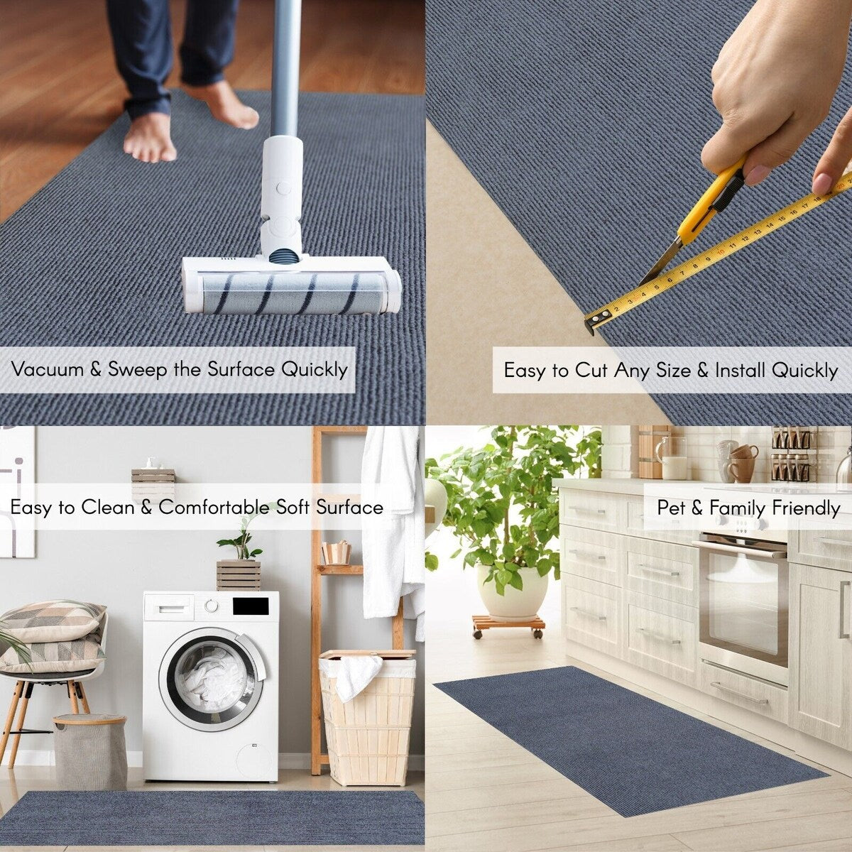 Tapis de couloir extérieur/intérieur sur mesure de 36'' de large x votre choix de longueur avec support en PVC antidérapant