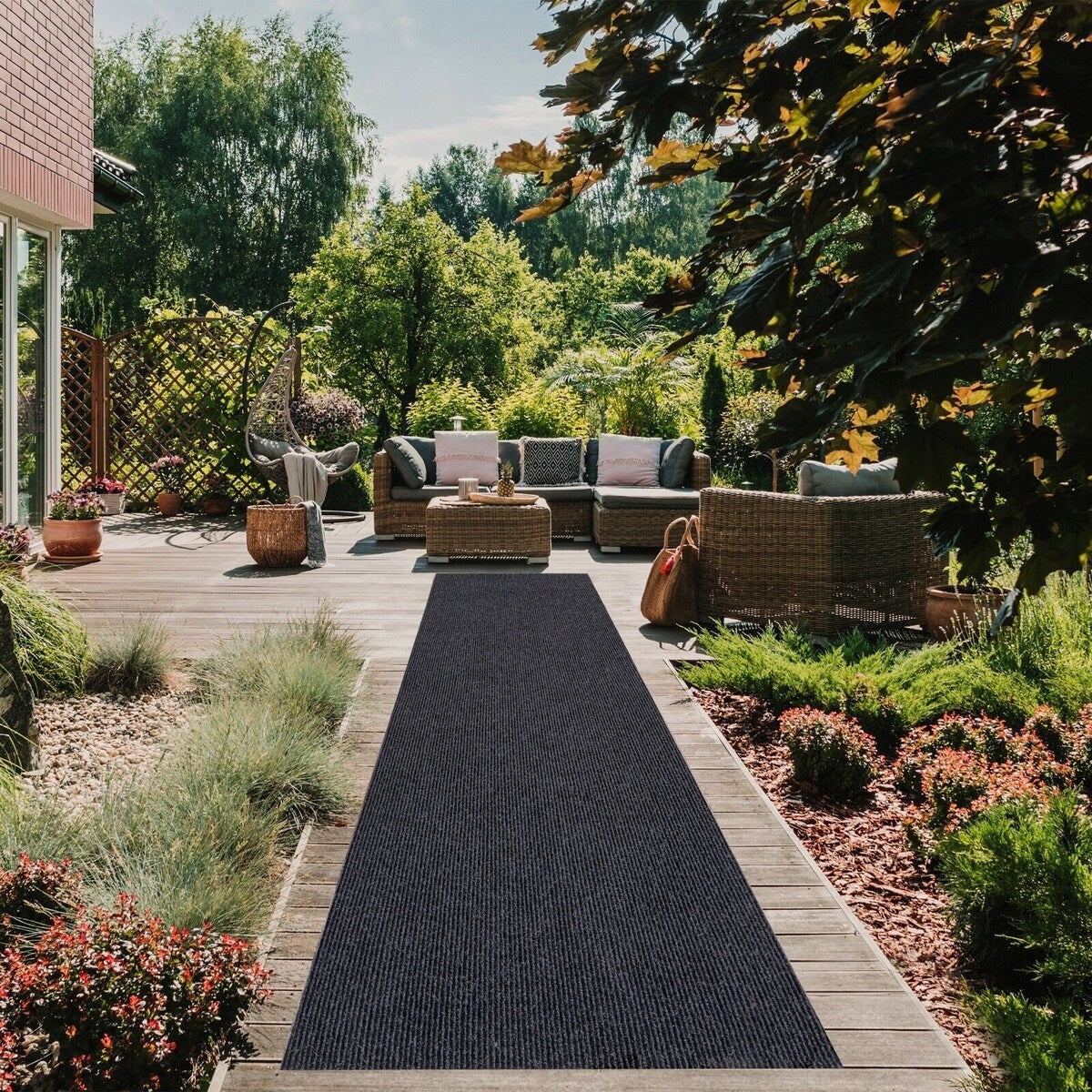 Tapis de couloir extérieur/intérieur sur mesure de 36'' de large x votre choix de longueur avec support en PVC antidérapant