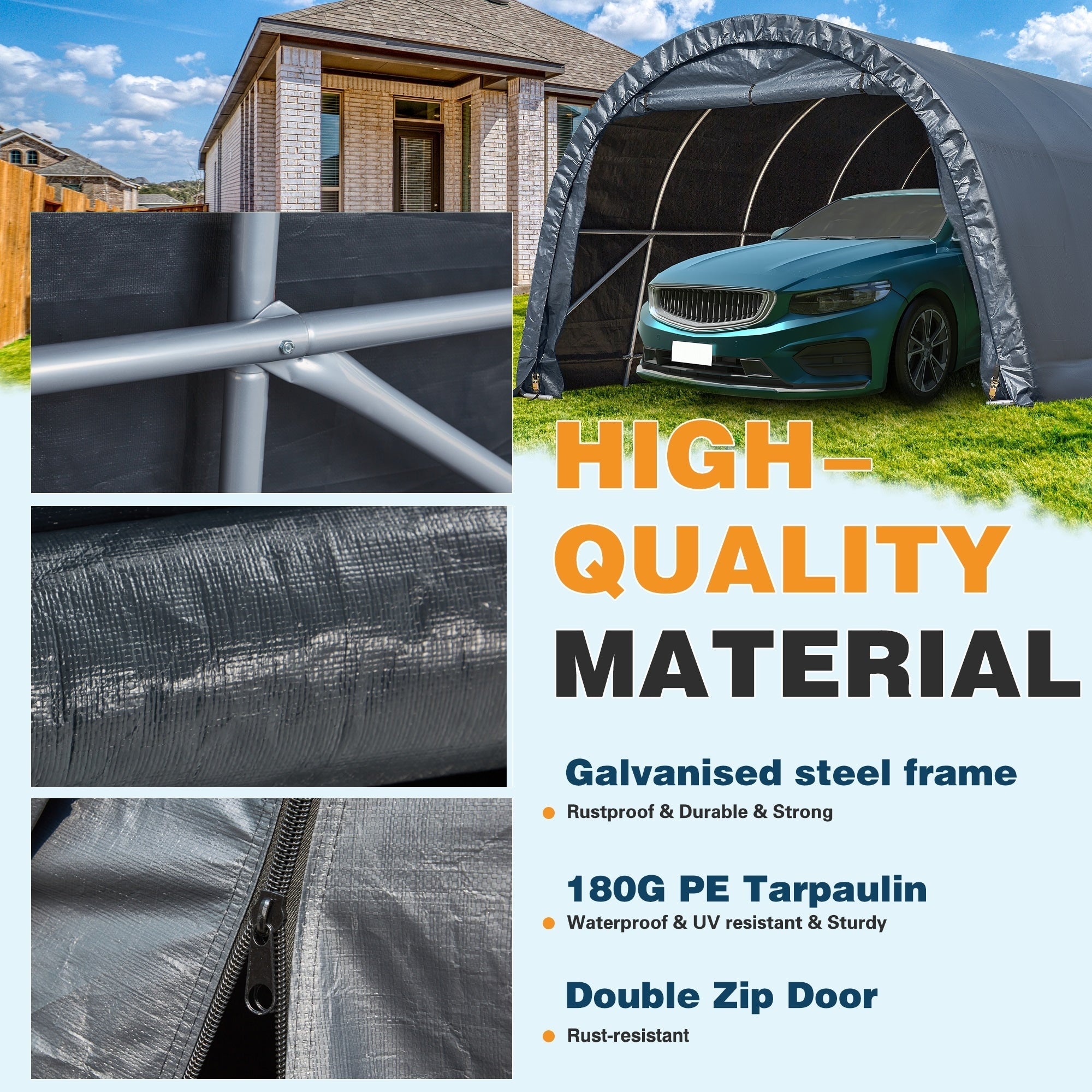 Abri de jardin et abri d'auto extérieur : abri portable pour vélos, motos et rangement de jardin