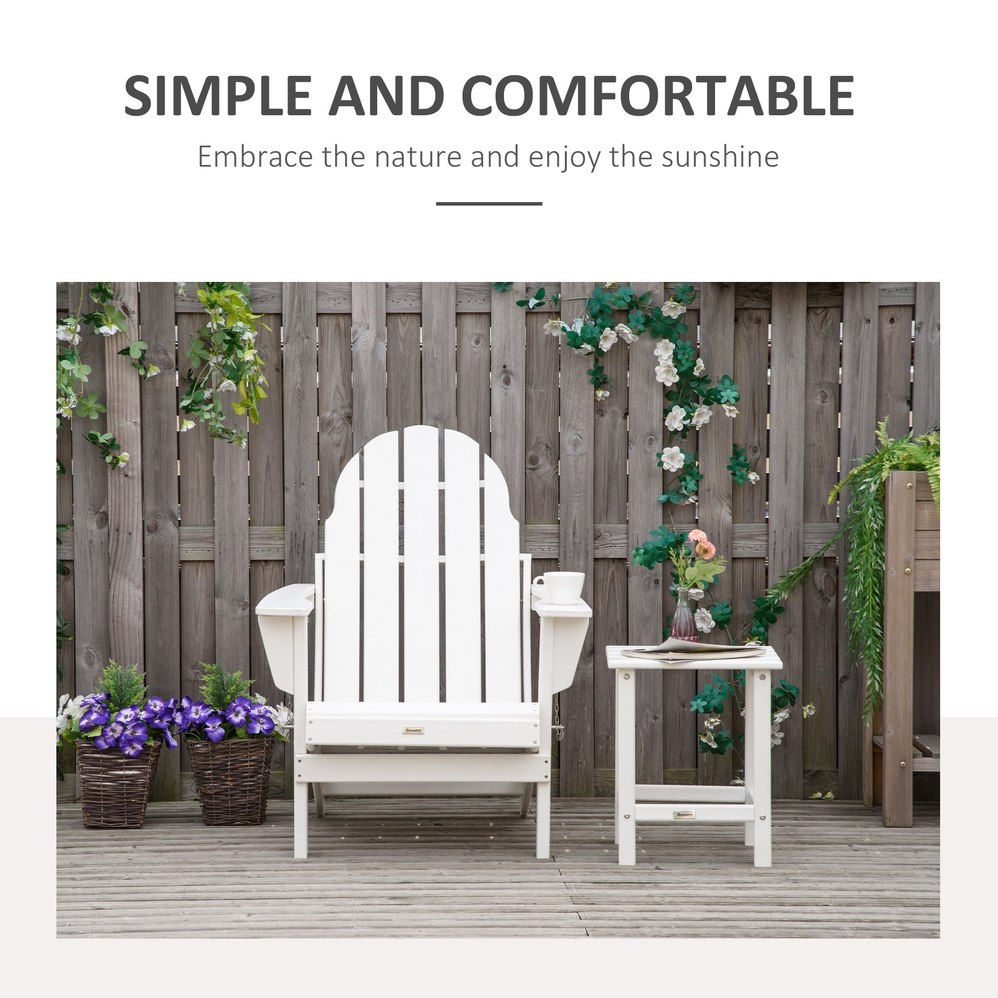 Chaise pliante Adirondack Outsunny, chaises de plage pliantes en plastique PEHD pour terrasse et jardin