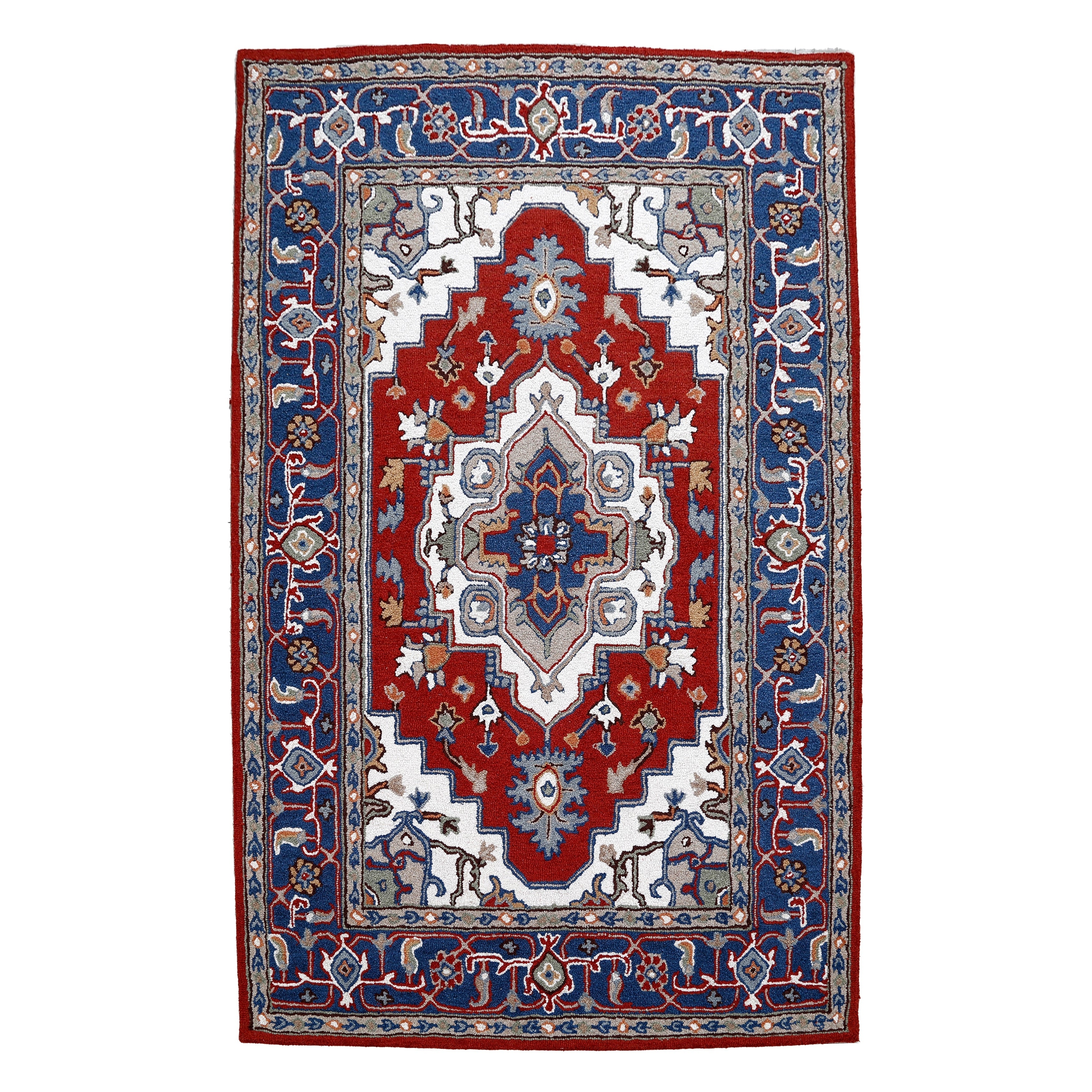 Tapis persan traditionnel en laine fait main de luxe à motif floral persan de George Towne Living