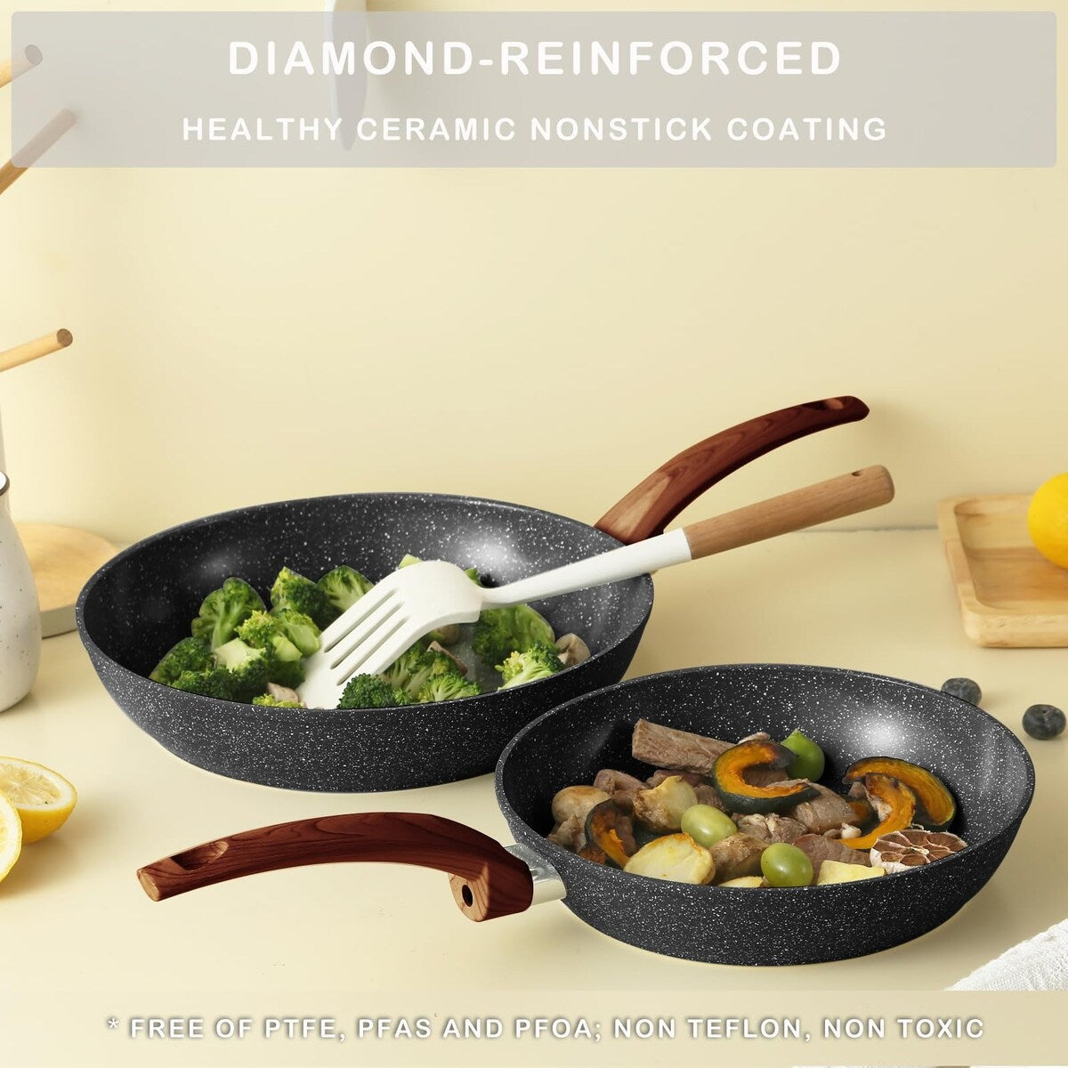 Ensemble de casseroles et poêles antiadhésives en céramique Ensemble de cuisine antiadhésive avec poêle à frire, casserole, sauteuse, cocotte