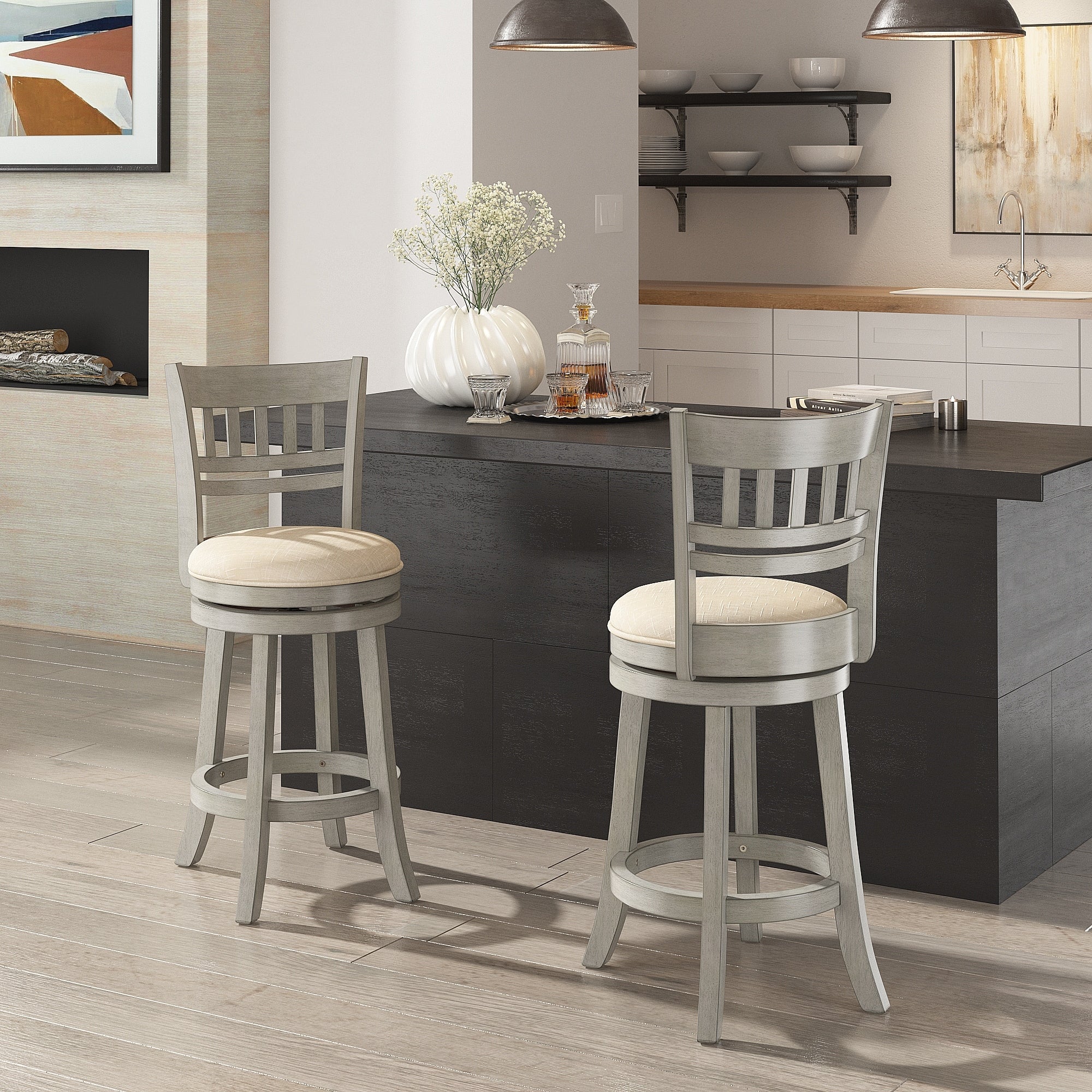 Rovinj Lattice Back 24H Swivel Counter Height Stool