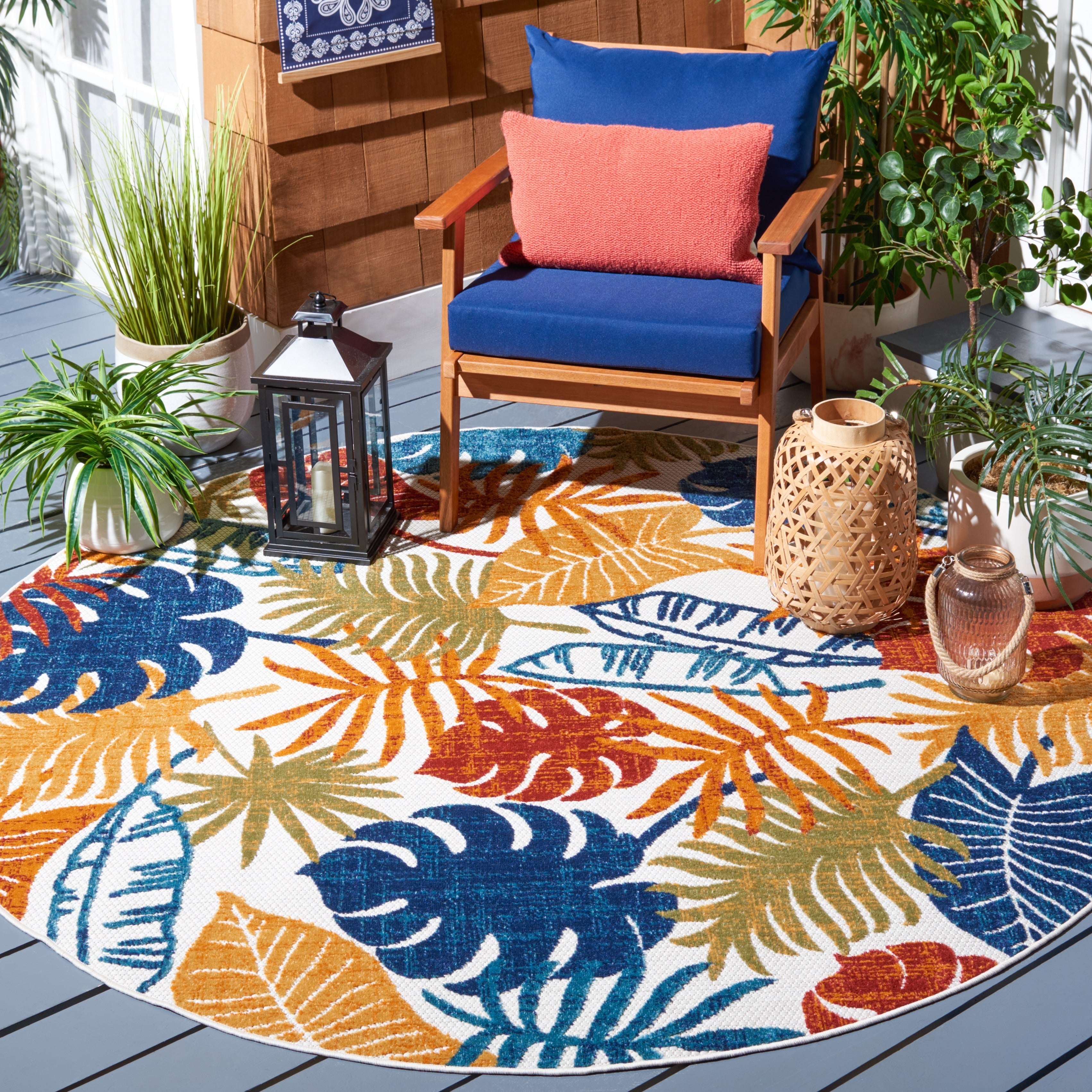 Tapis de patio imperméable à motif floral pour intérieur/extérieur SAFAVIEH Cabana Arik
