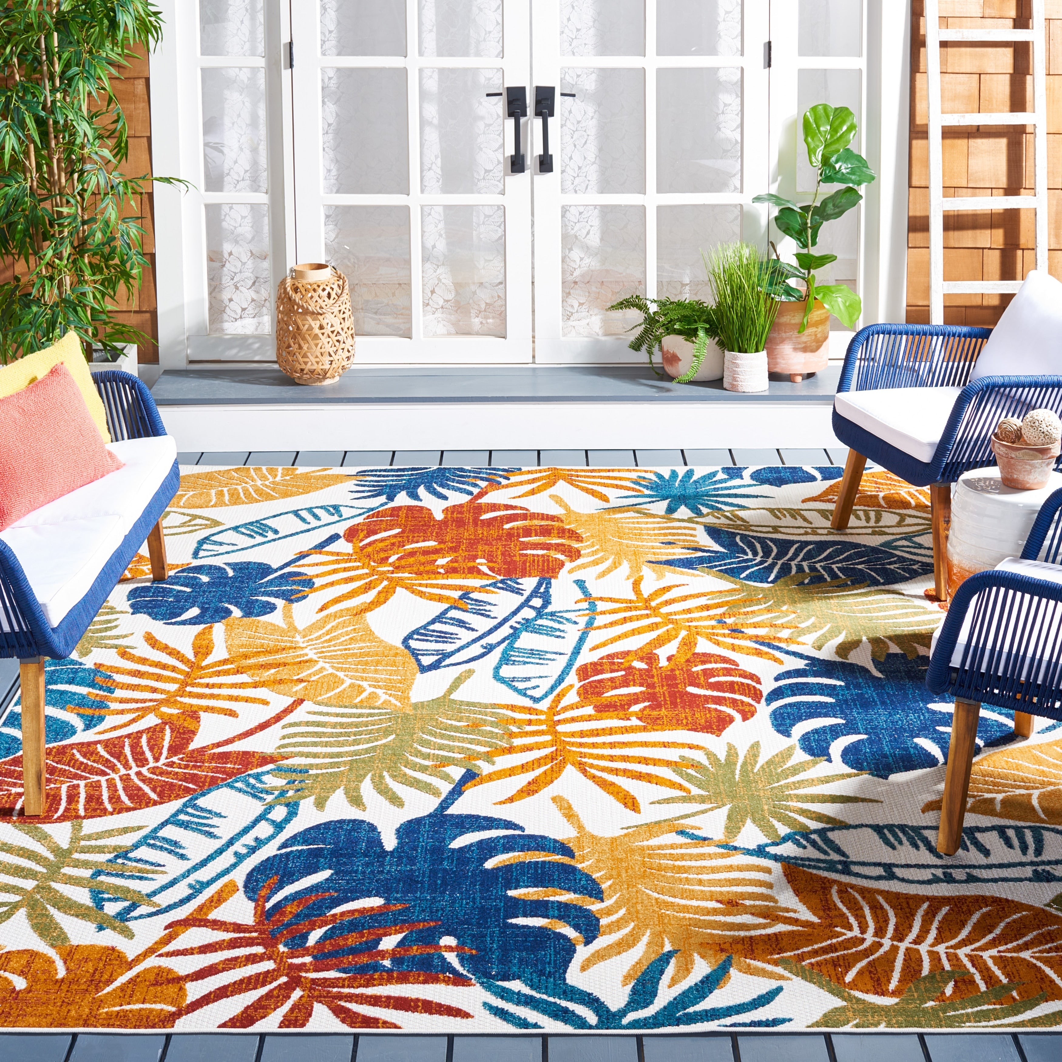 Tapis de patio imperméable à motif floral pour intérieur/extérieur SAFAVIEH Cabana Arik