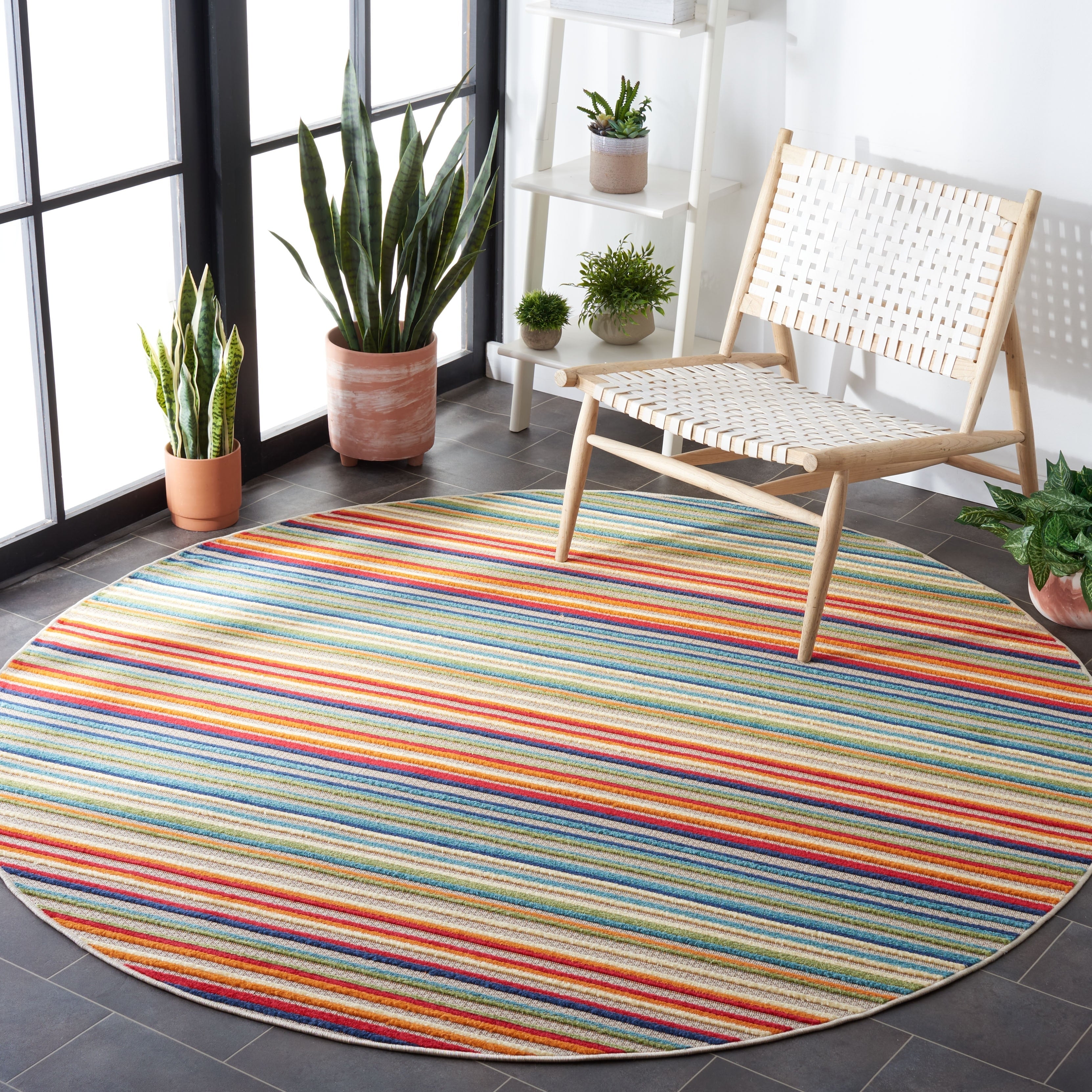 Tapis de patio imperméable à rayures pour intérieur/extérieur SAFAVIEH Cabana Gafia