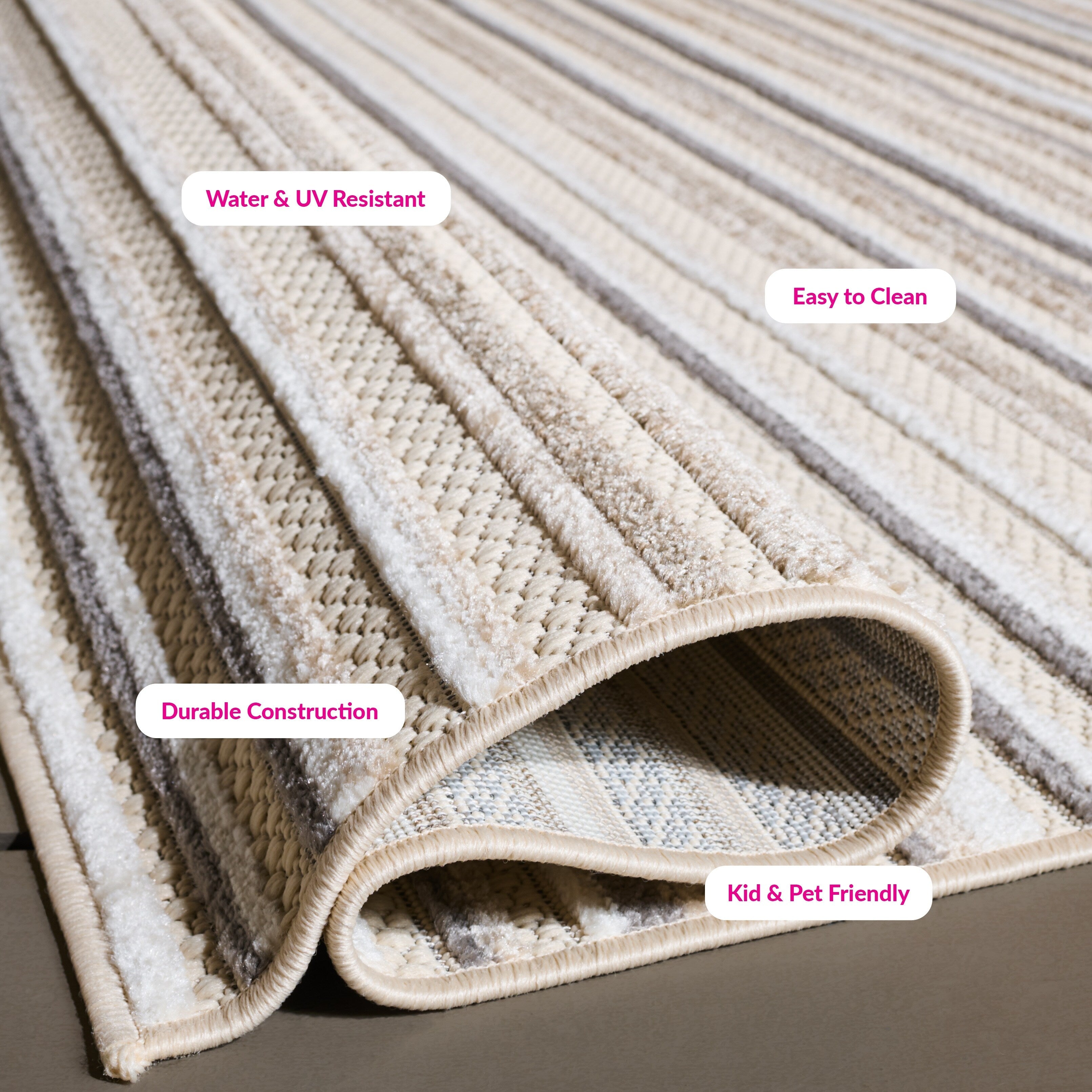 Tapis de patio imperméable à rayures pour intérieur/extérieur SAFAVIEH Cabana Gafia