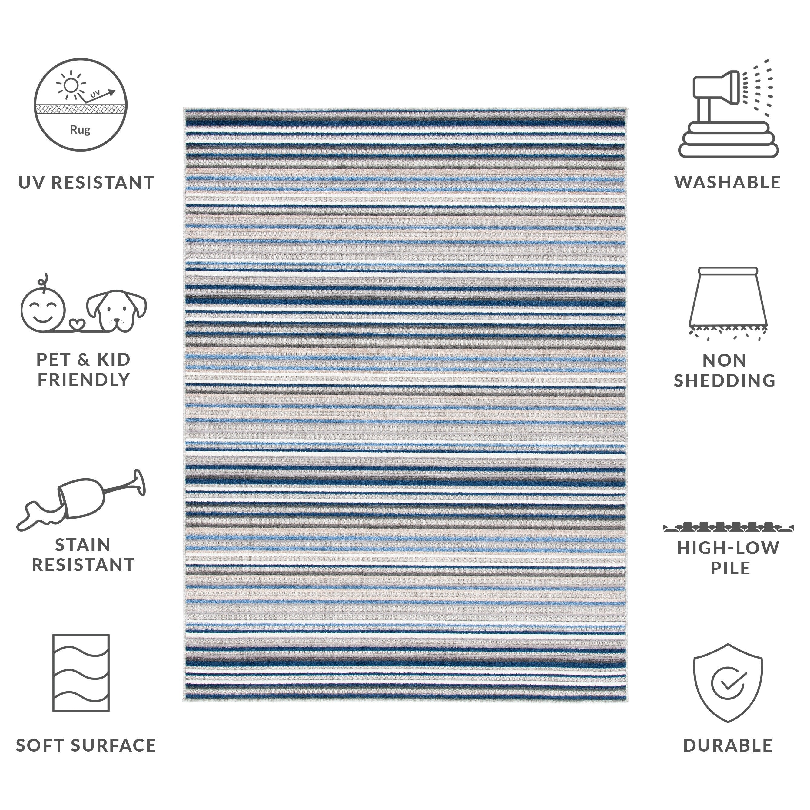 Tapis de patio imperméable à rayures pour intérieur/extérieur SAFAVIEH Cabana Gafia
