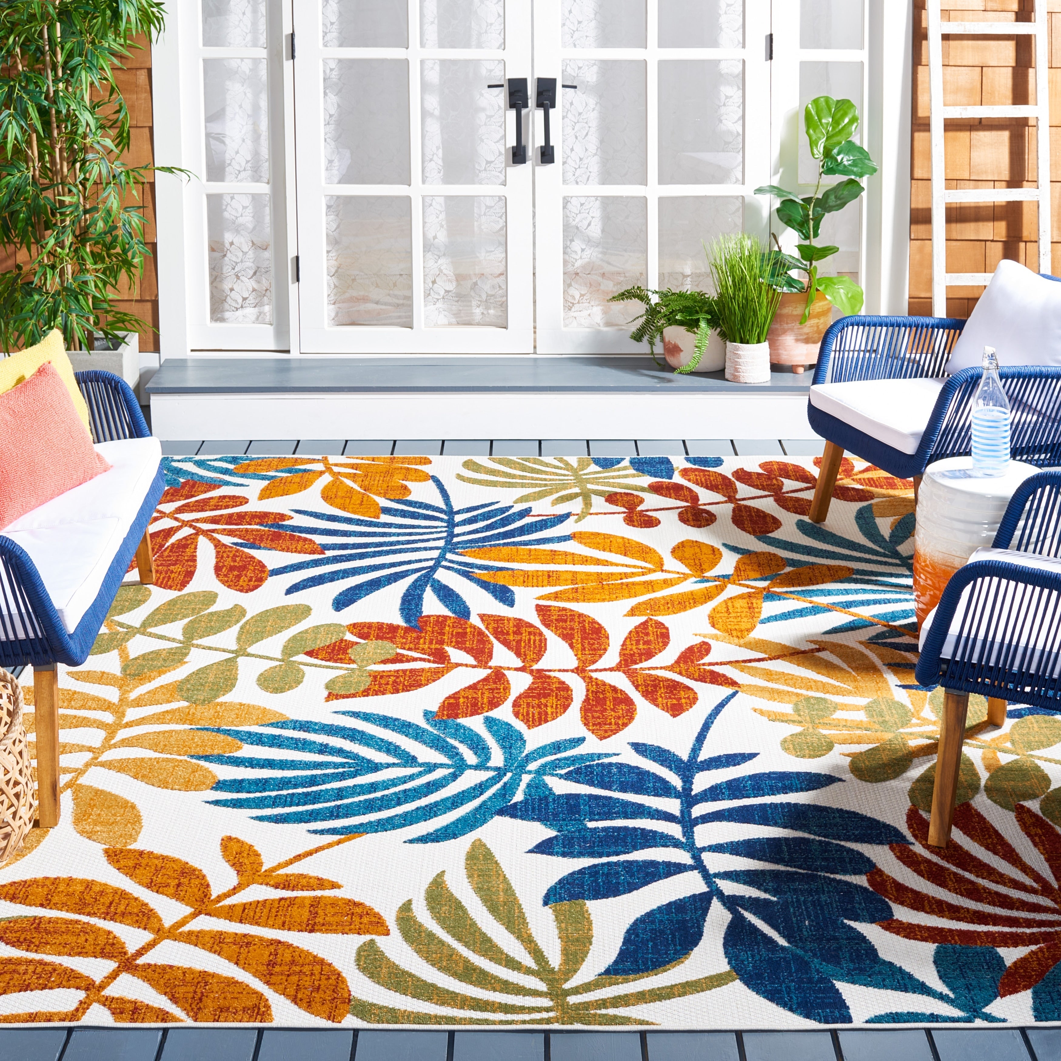 Tapis de patio imperméable à motif floral pour intérieur/extérieur SAFAVIEH Cabana Neera