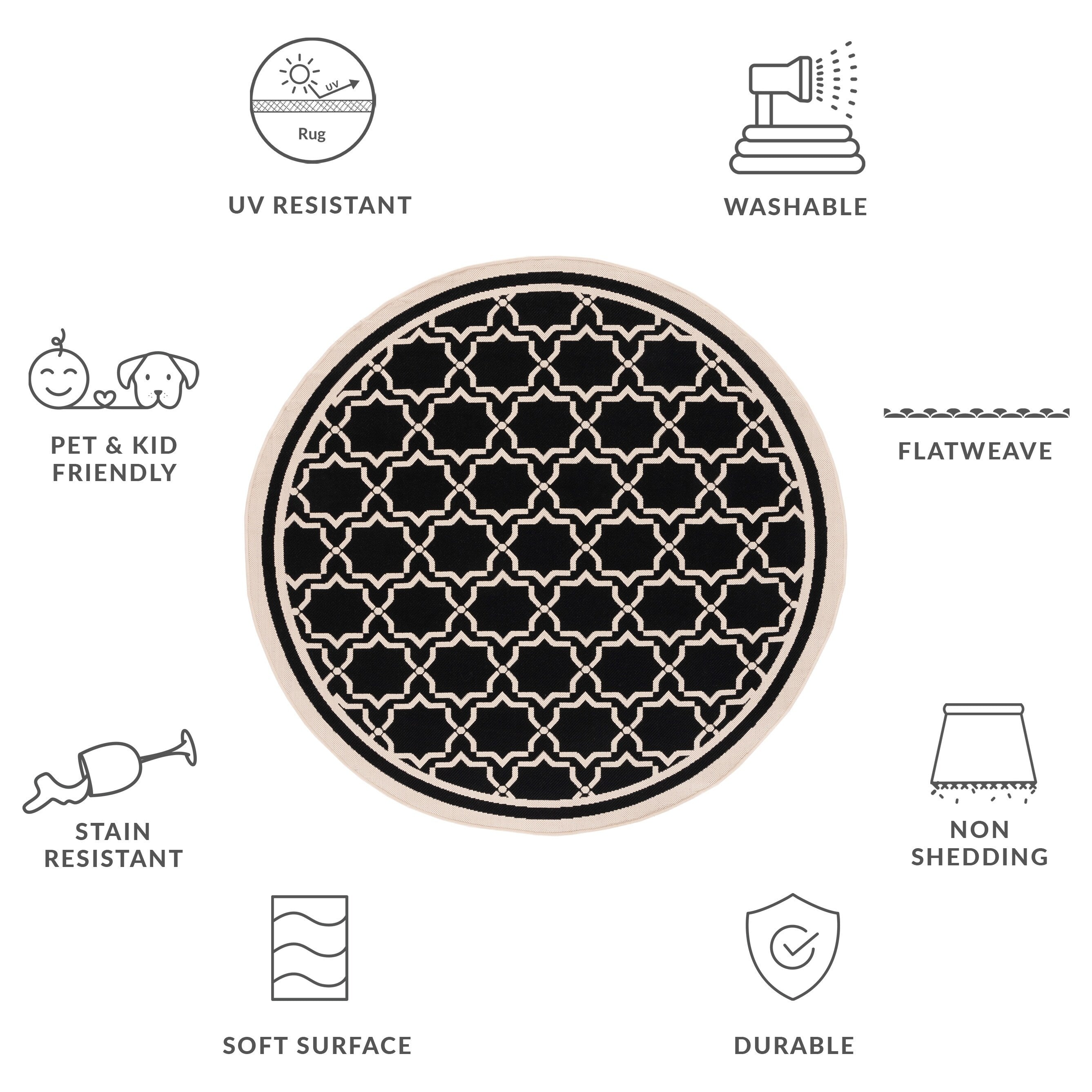 Tapis de jardin imperméable pour intérieur/extérieur SAFAVIEH Courtyard Gulsin