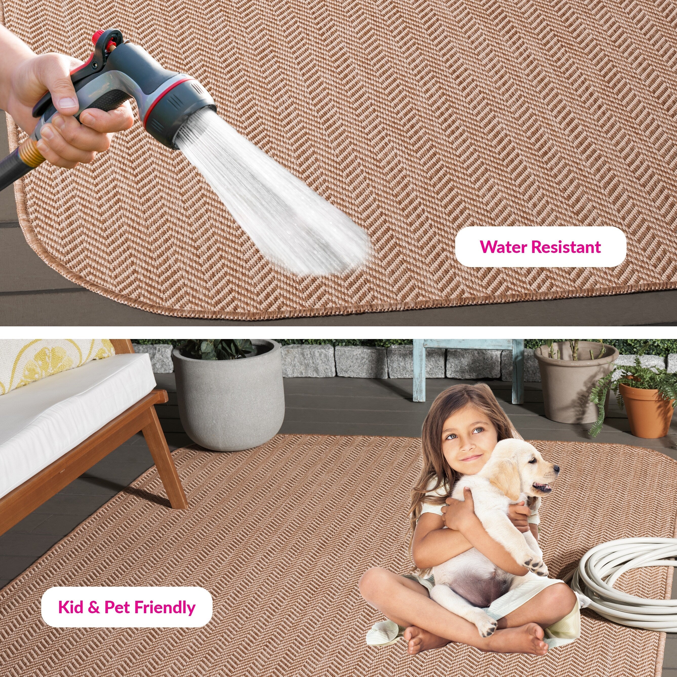 Tapis de jardin imperméable pour intérieur/extérieur SAFAVIEH Courtyard Ilmur