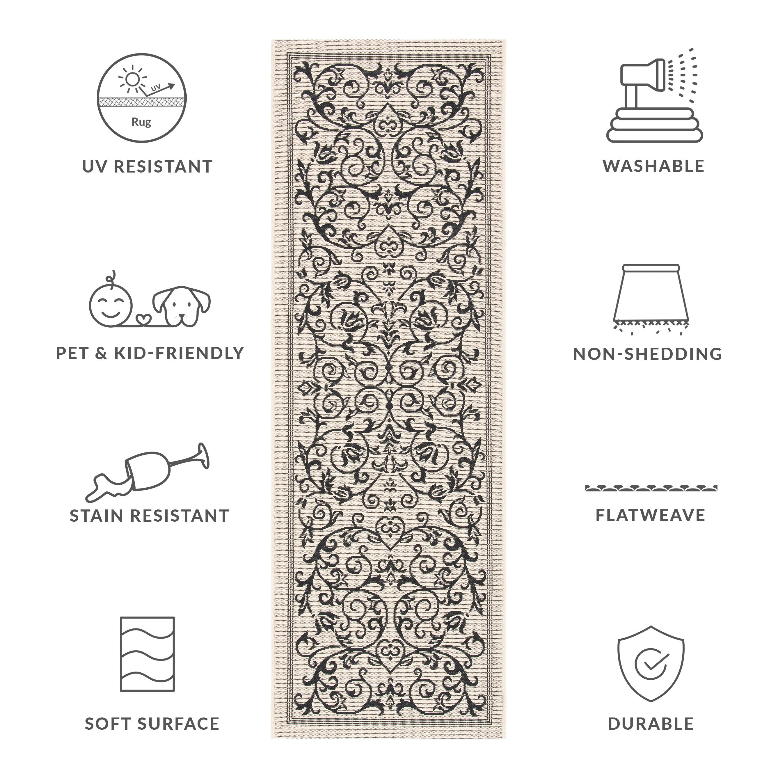 Tapis de jardin imperméable d'intérieur/extérieur SAFAVIEH Courtyard Miljeta