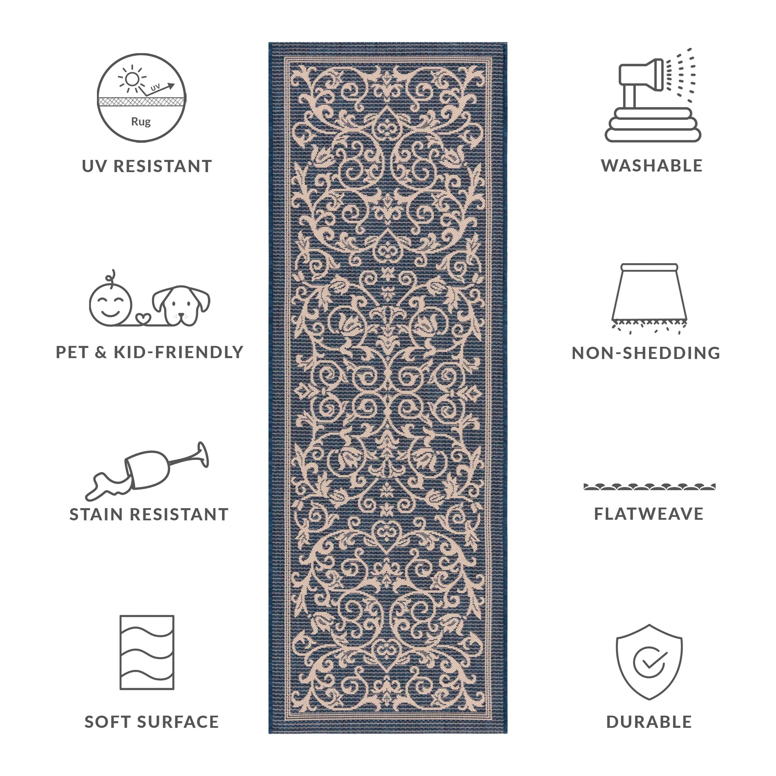 Tapis de jardin imperméable d'intérieur/extérieur SAFAVIEH Courtyard Miljeta