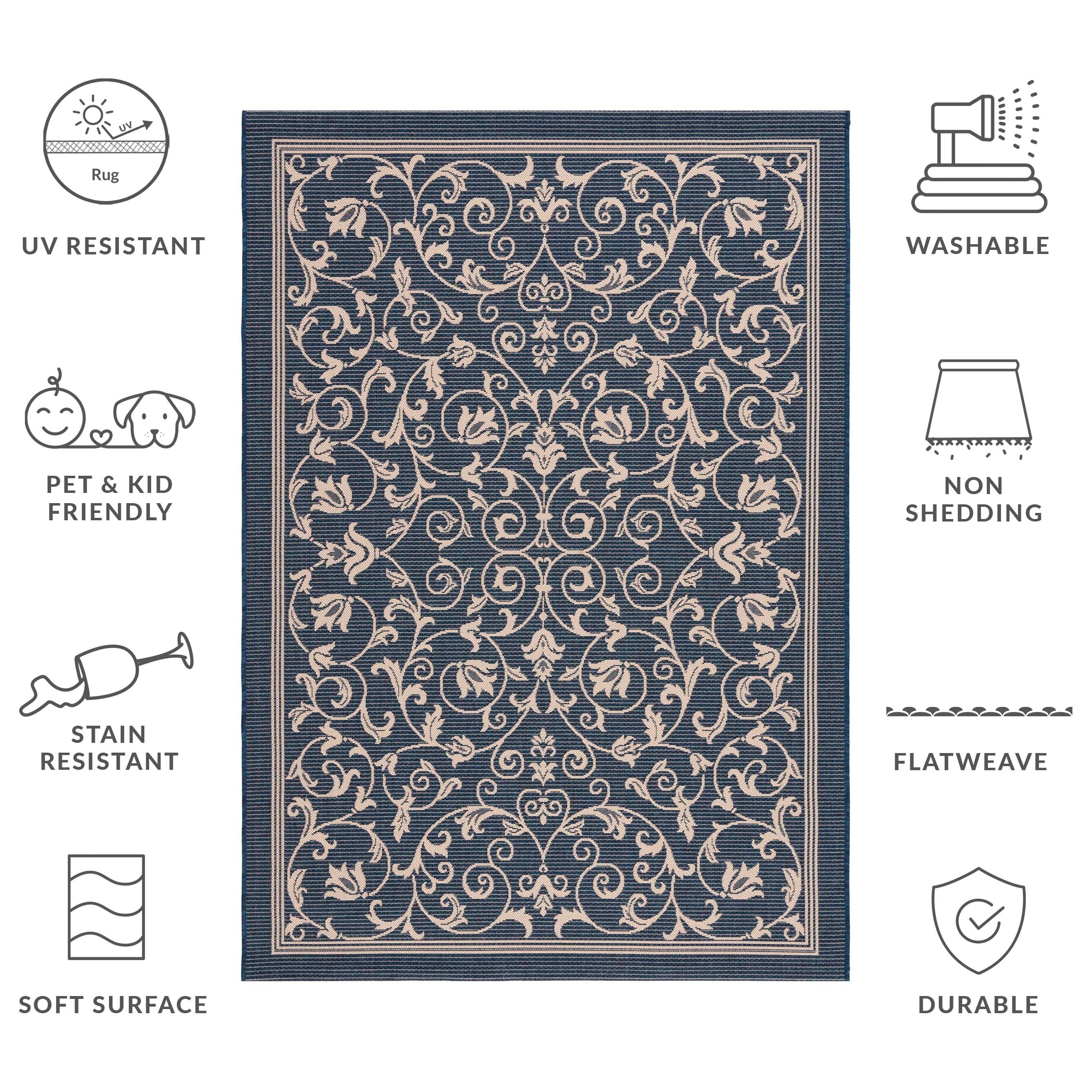 Tapis de jardin imperméable d'intérieur/extérieur SAFAVIEH Courtyard Miljeta