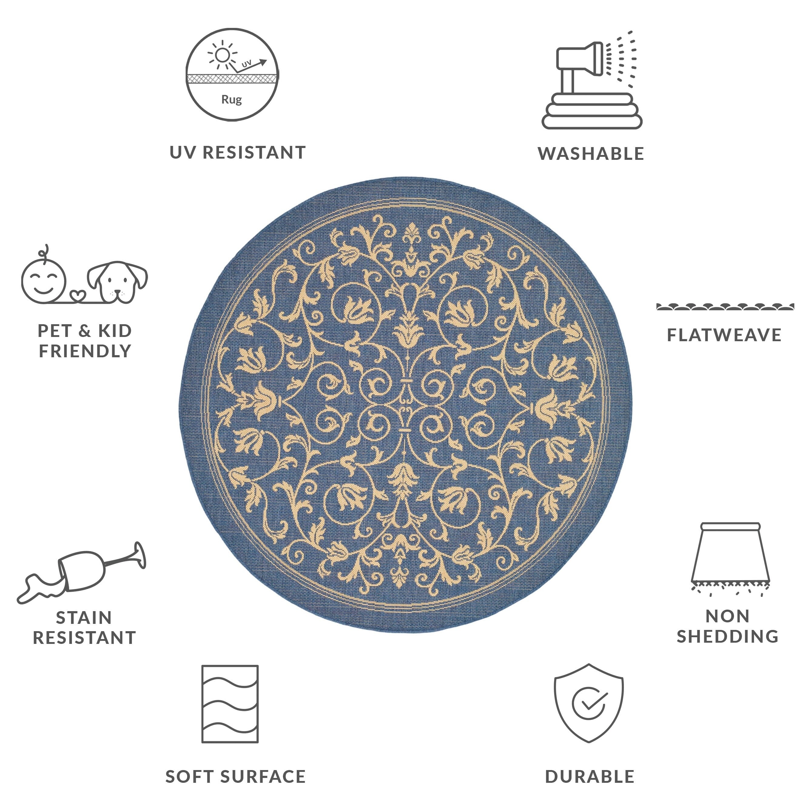 Tapis de jardin imperméable d'intérieur/extérieur SAFAVIEH Courtyard Miljeta