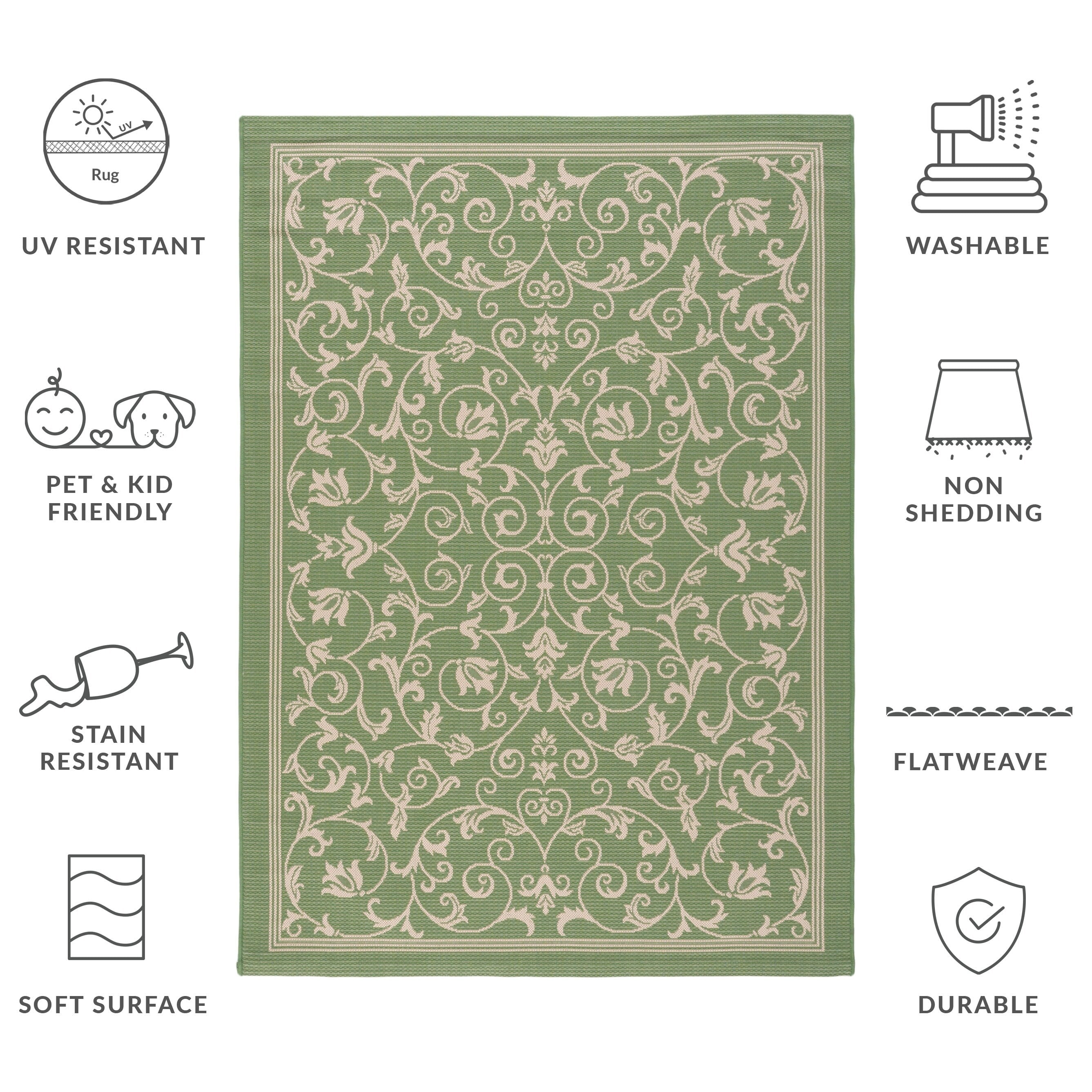 Tapis de jardin imperméable d'intérieur/extérieur SAFAVIEH Courtyard Miljeta