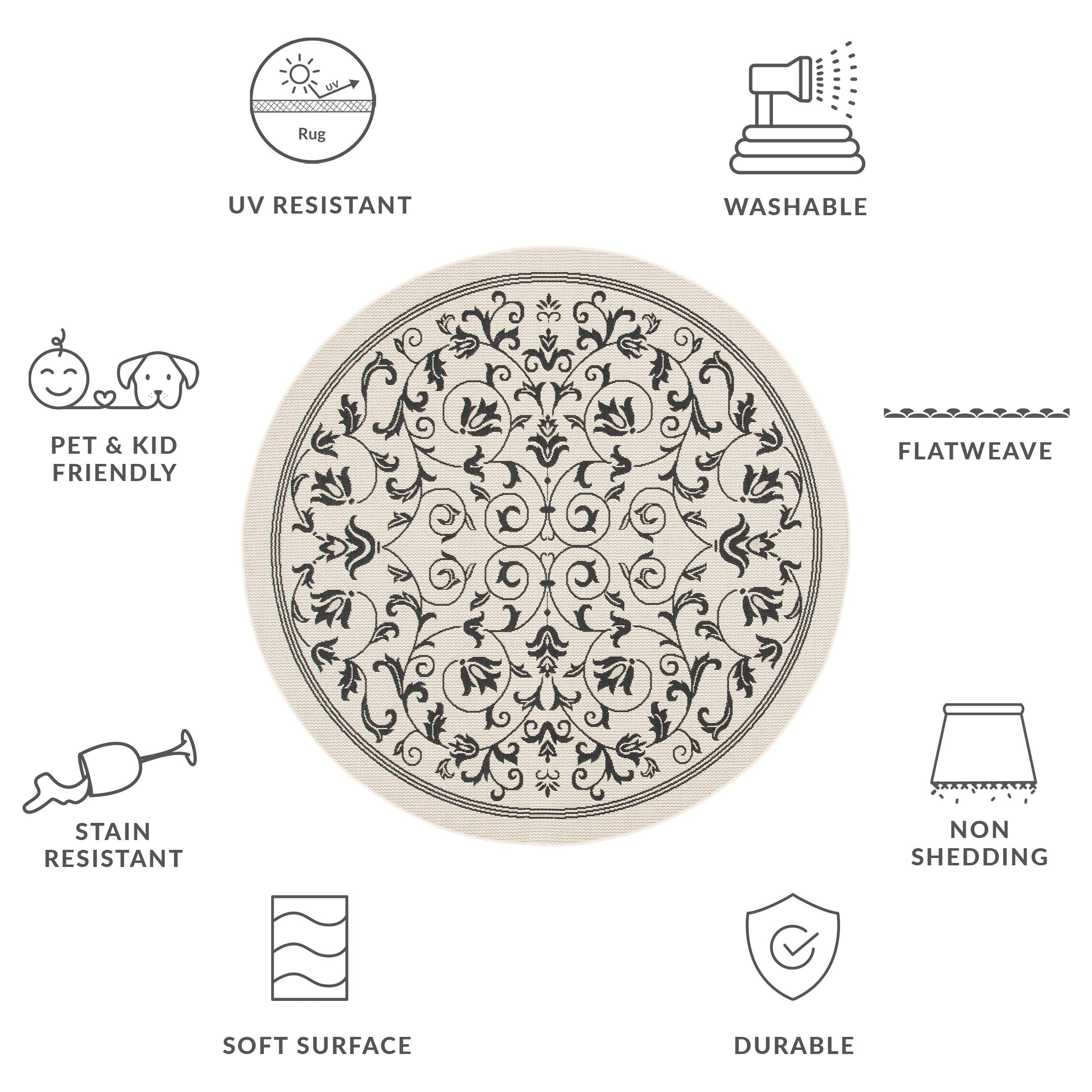 Tapis de jardin imperméable d'intérieur/extérieur SAFAVIEH Courtyard Miljeta