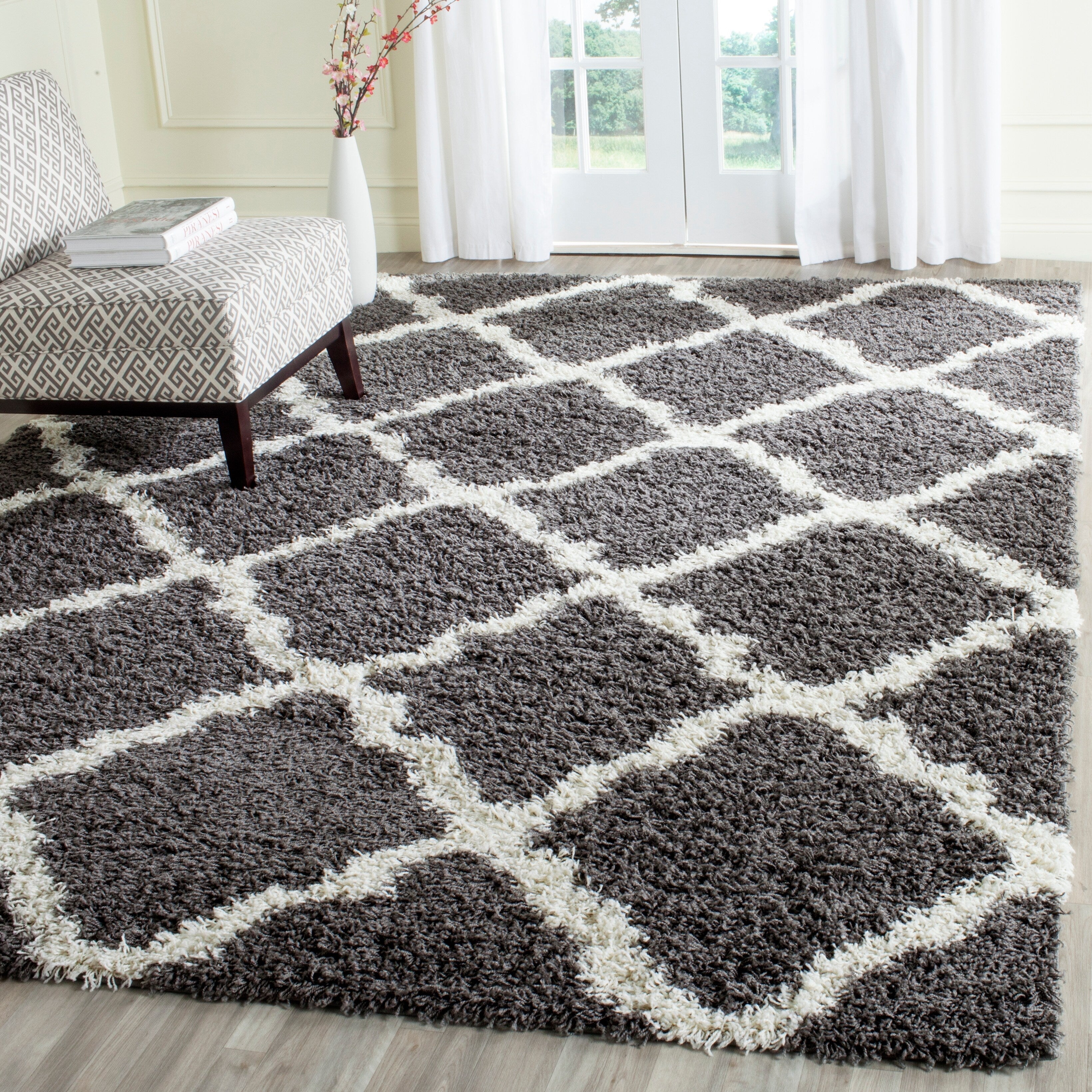 Tapis SAFAVIEH Dallas Shag Darina Trellis 1,5 pouce d'épaisseur