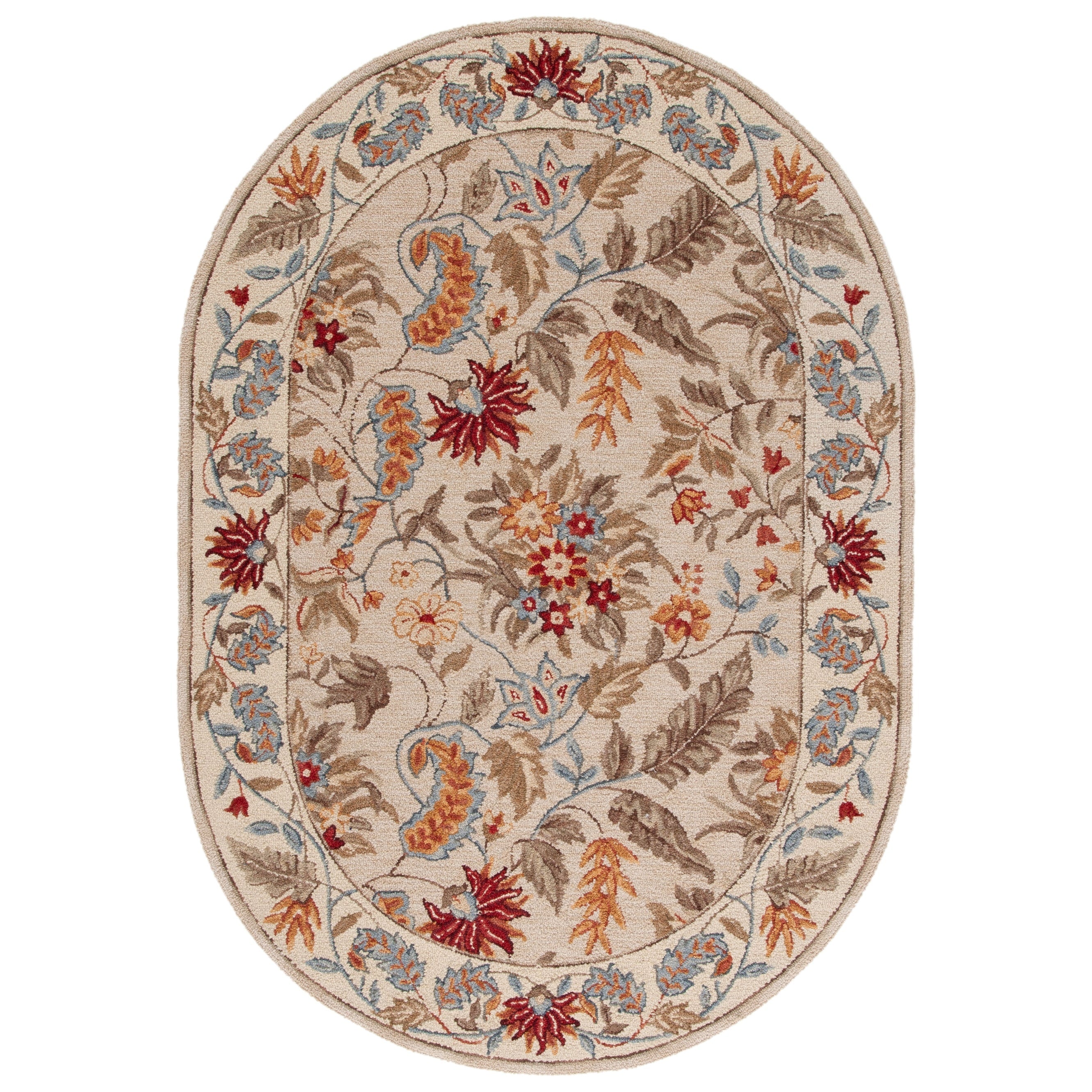 Tapis en laine floral fait main Chelsea Malda de style campagnard français SAFAVIEH