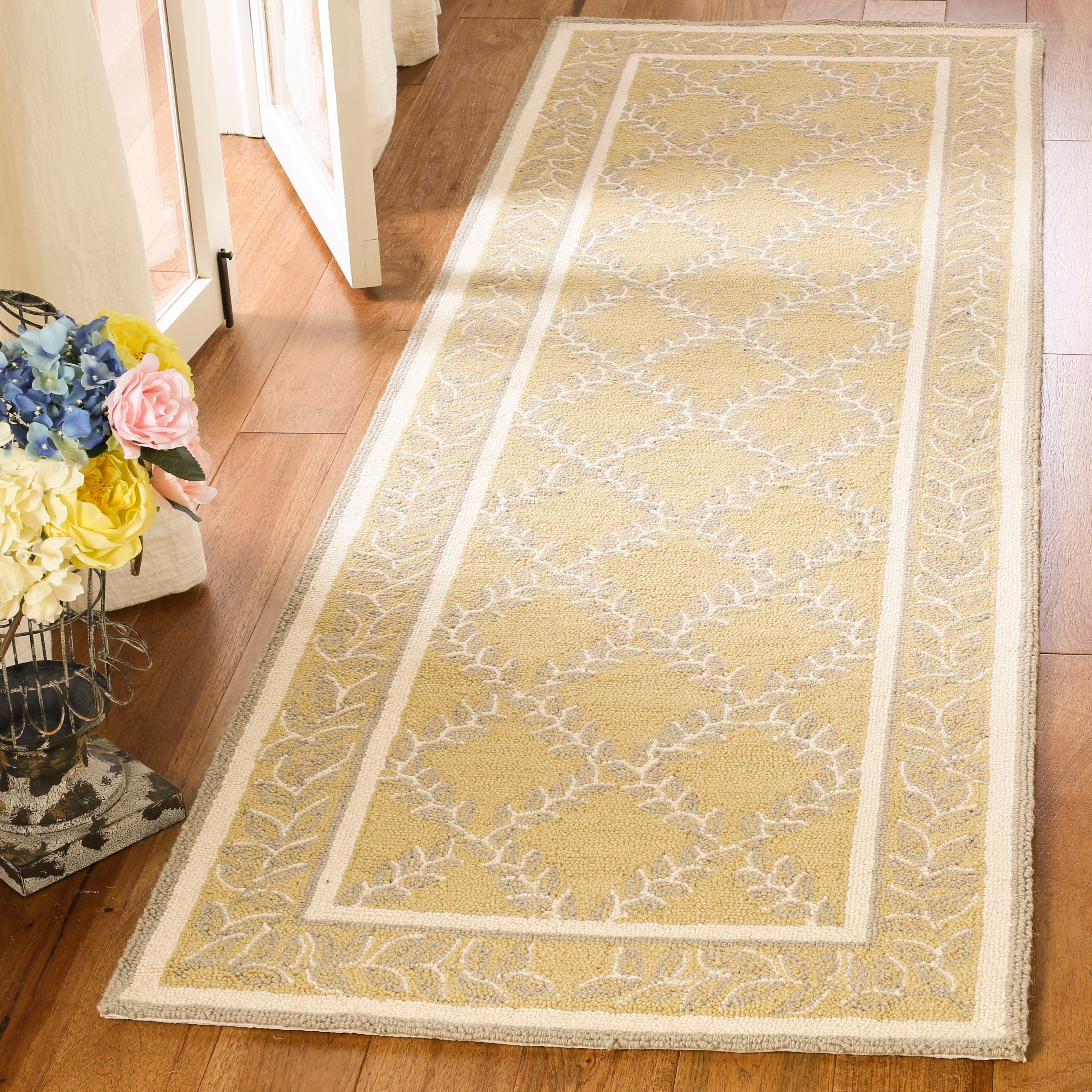 Tapis en laine fait main Chelsea Sunstripe Treillis de style campagnard français SAFAVIEH