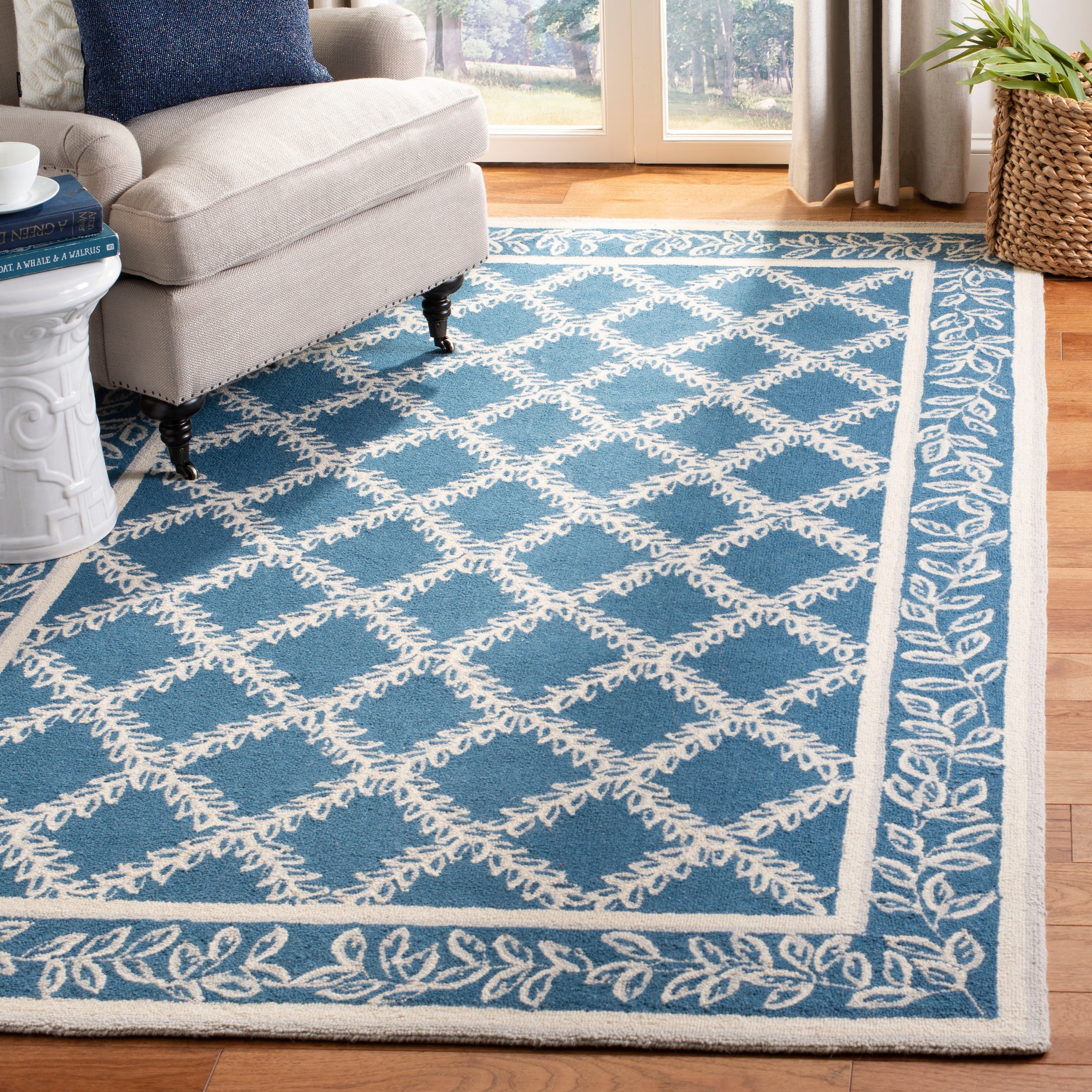 Tapis en laine fait main Chelsea Sunstripe Treillis de style campagnard français SAFAVIEH