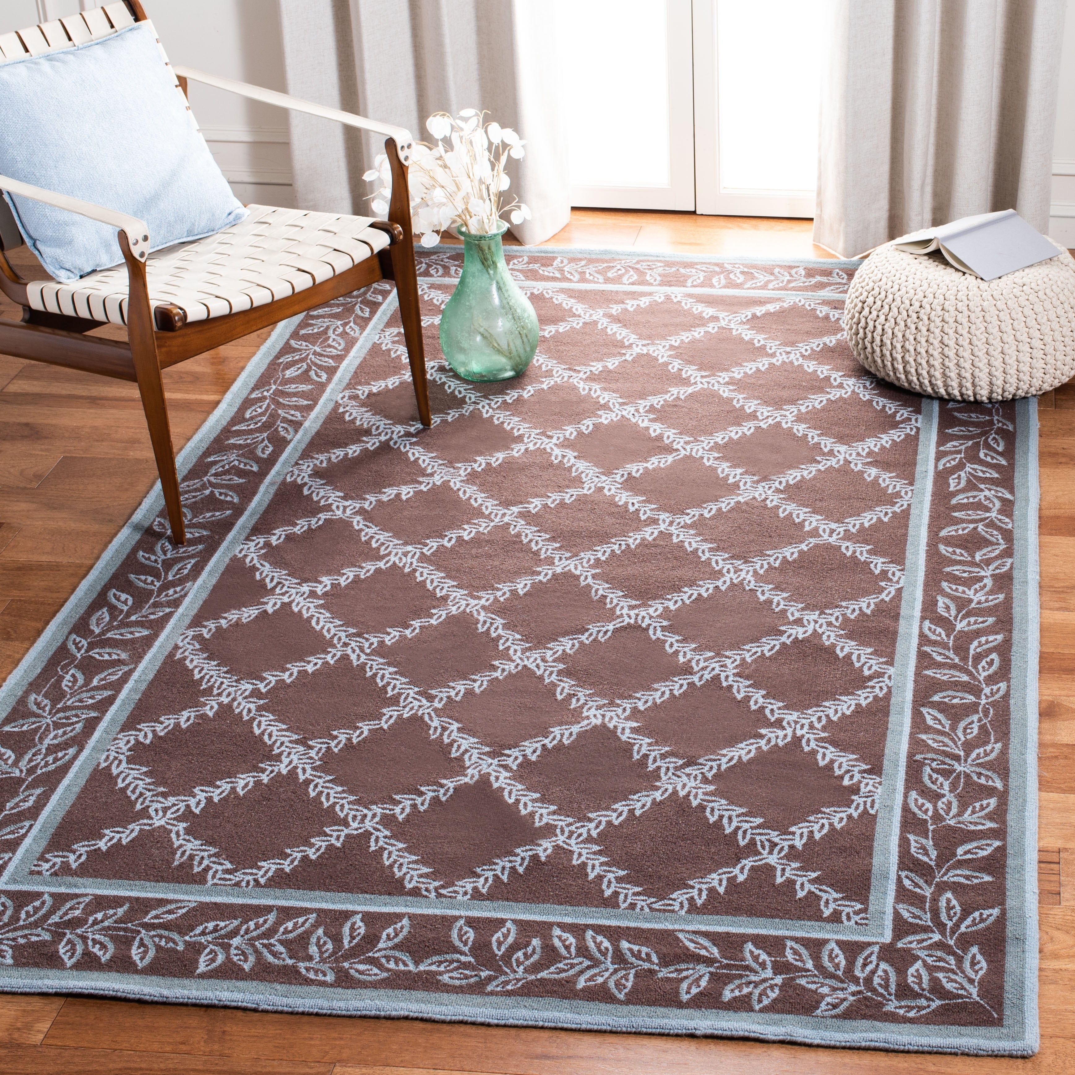 Tapis en laine fait main Chelsea Sunstripe Treillis de style campagnard français SAFAVIEH