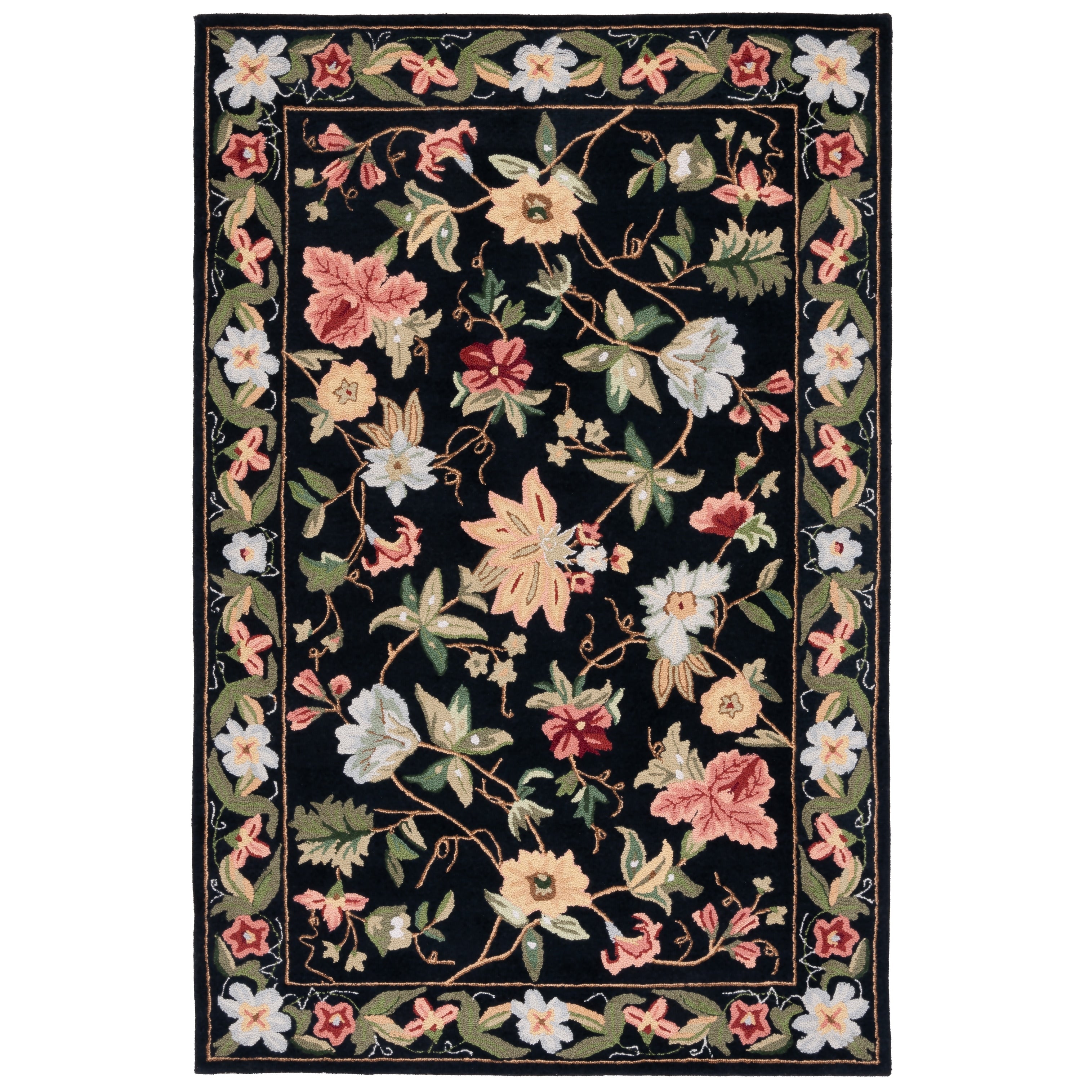 Tapis en laine floral Chelsea Yauhenia fait main SAFAVIEH de style campagnard français