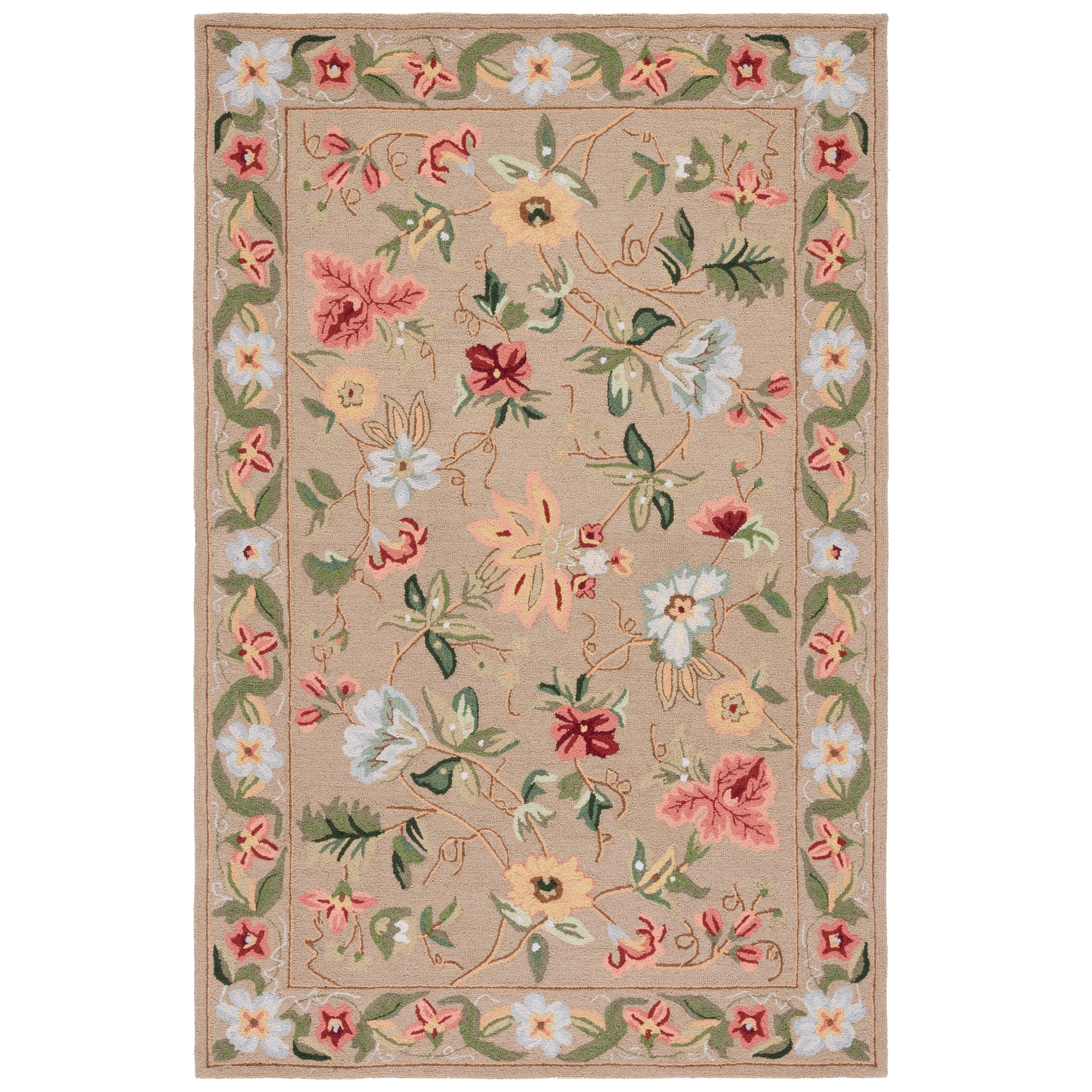 Tapis en laine floral Chelsea Yauhenia fait main SAFAVIEH de style campagnard français