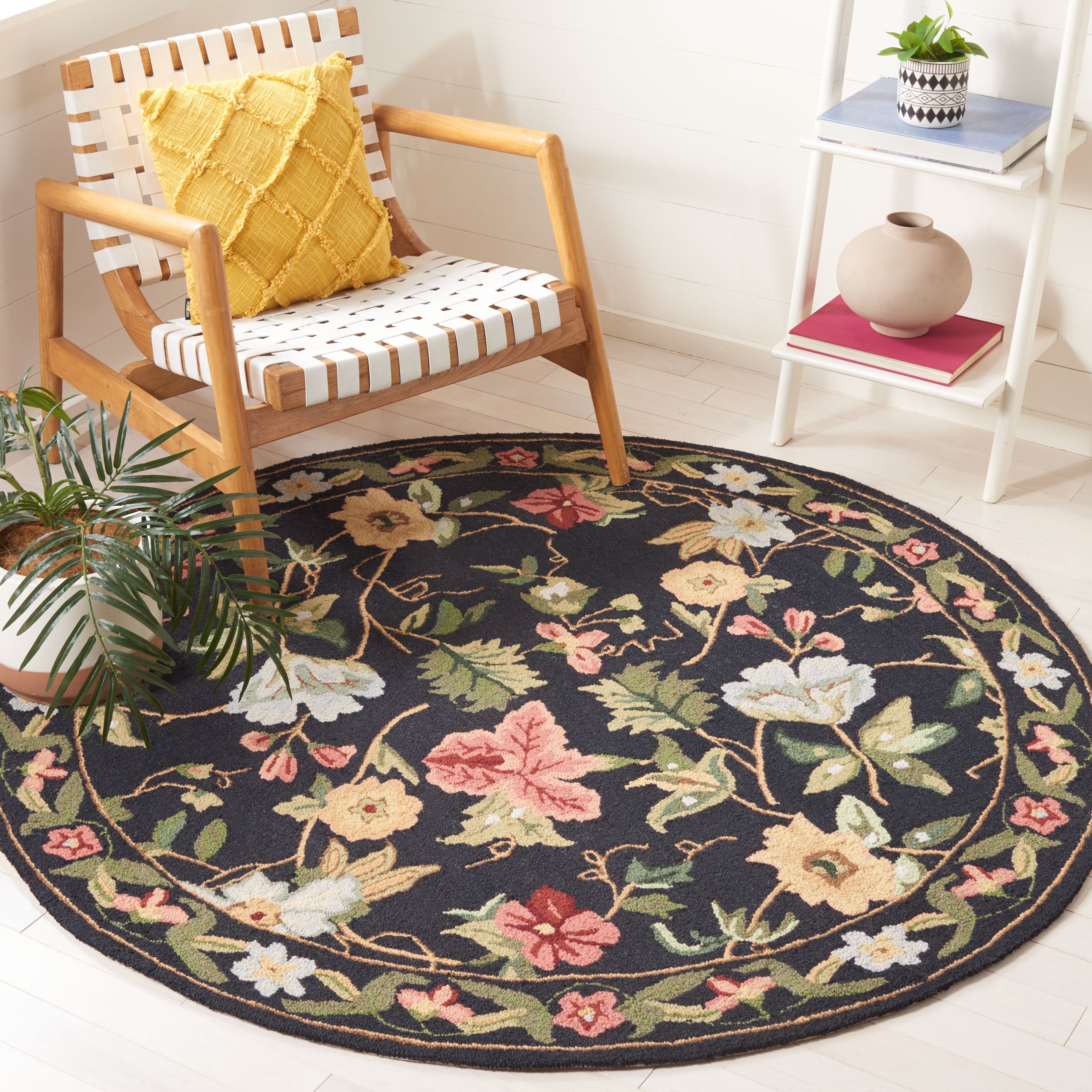 Tapis en laine floral Chelsea Yauhenia fait main SAFAVIEH de style campagnard français